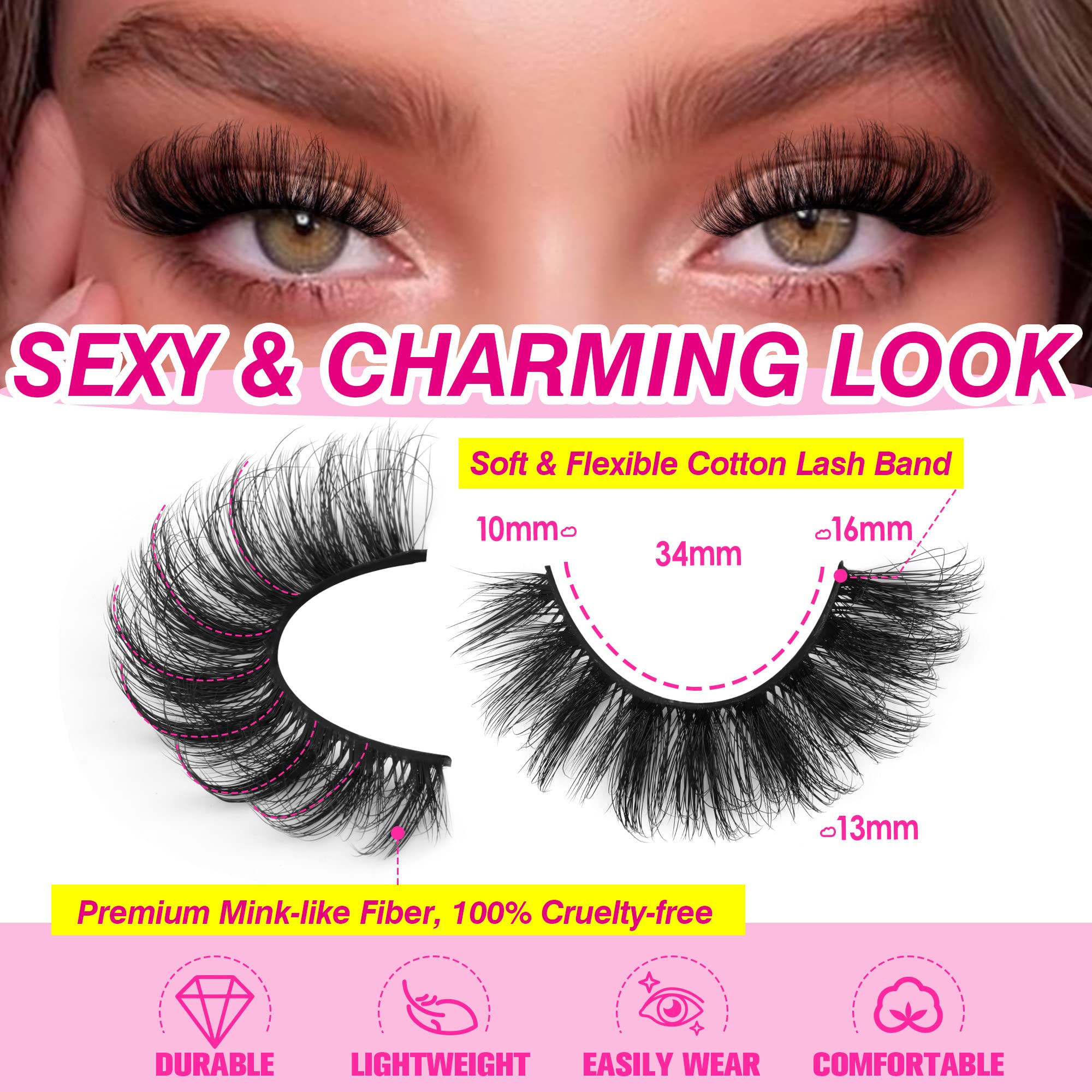 Yawamica mink-fiber lashes soft and lightweight for all-day wear