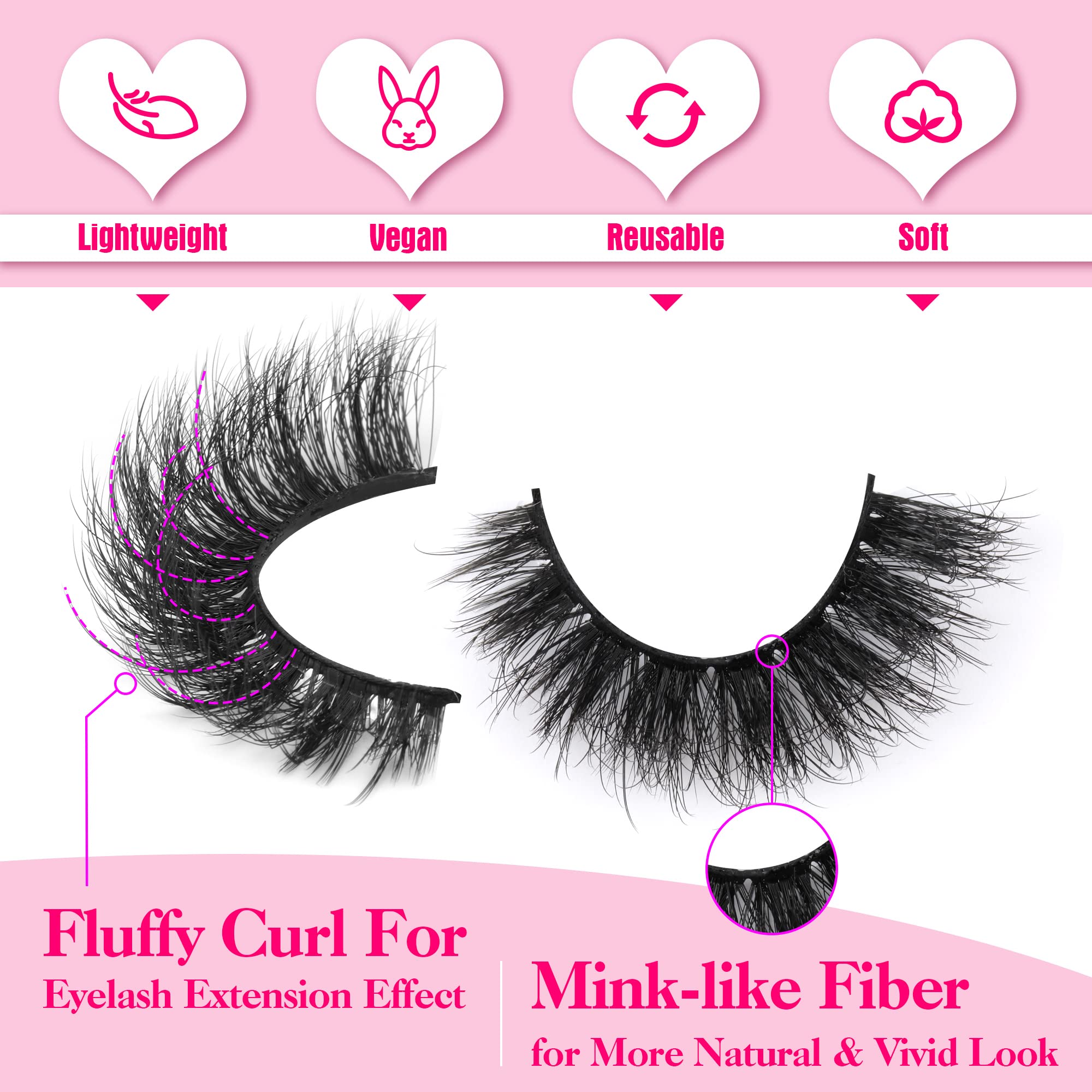 Yawamica lashes handcrafted mink-like fibers blend with natural lashes.