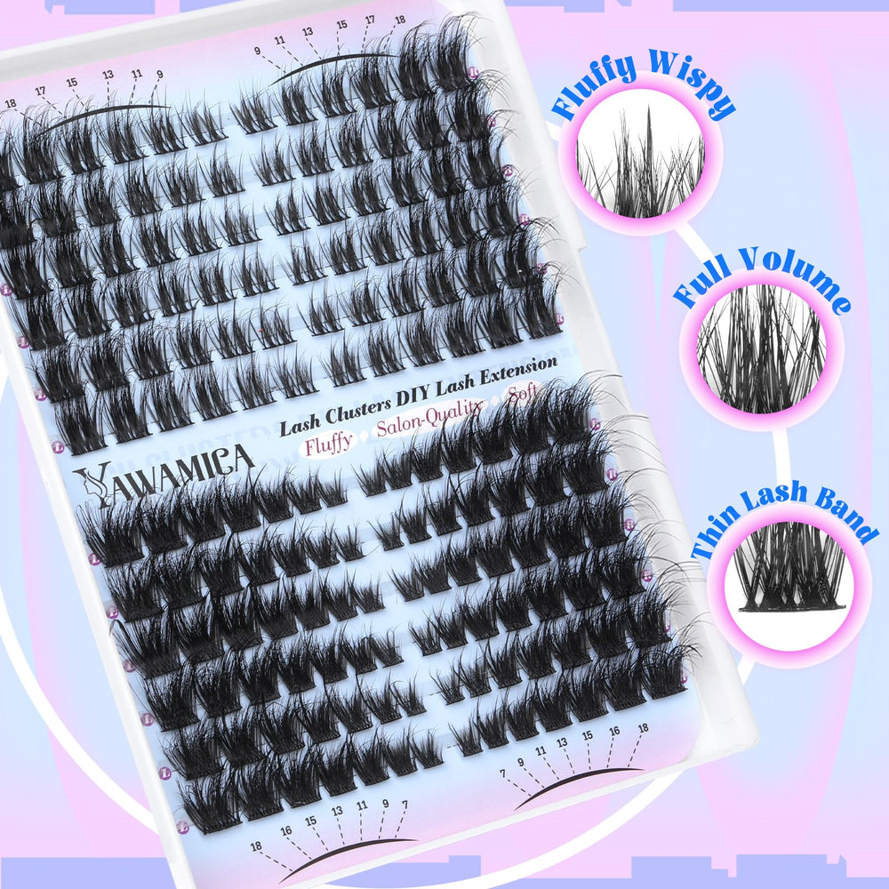 Yawamica professional-grade D-Curl lashes lift and lengthen the natural eye.