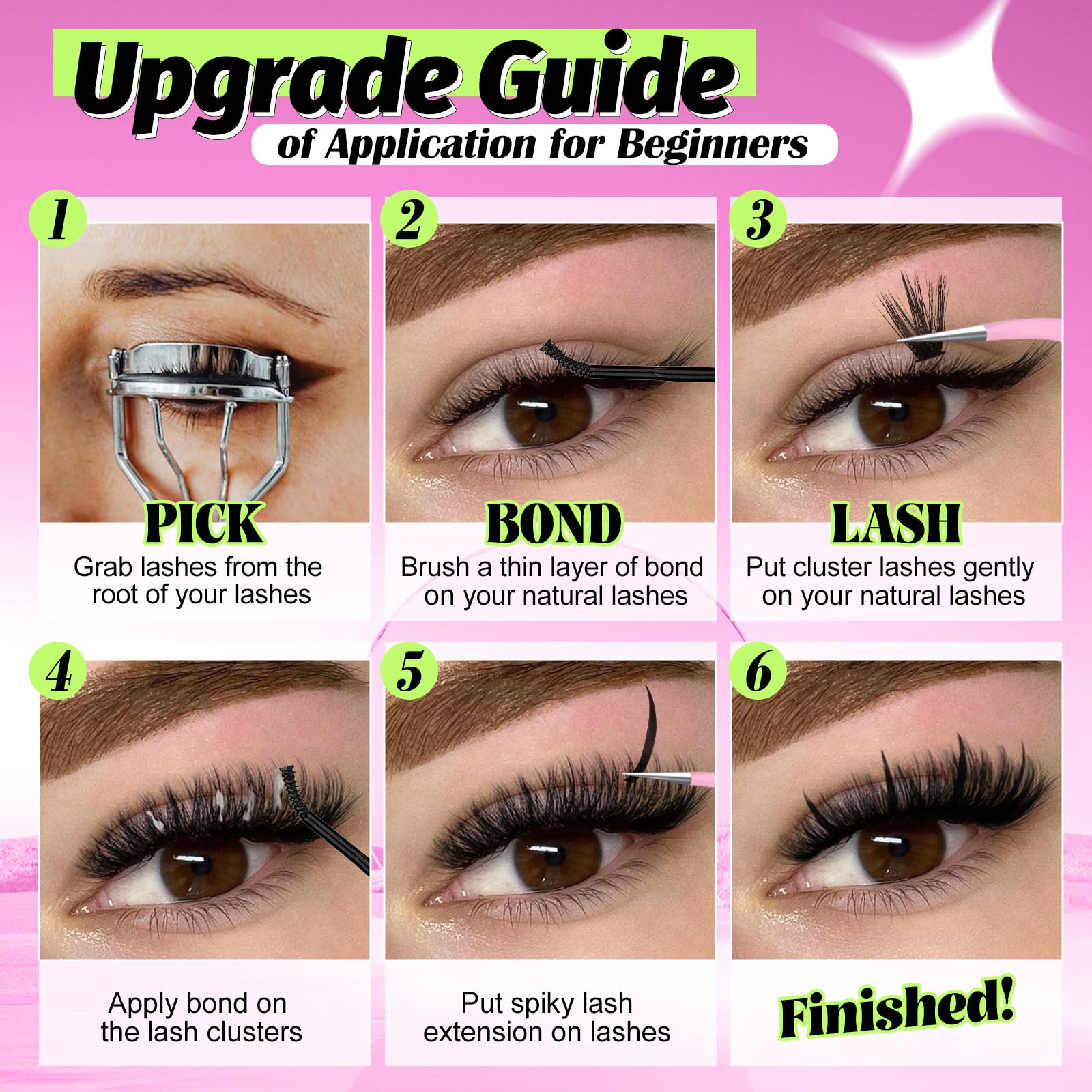 Yawamica spiky lash extensions designed to pair beneath cluster lashes for easy layering