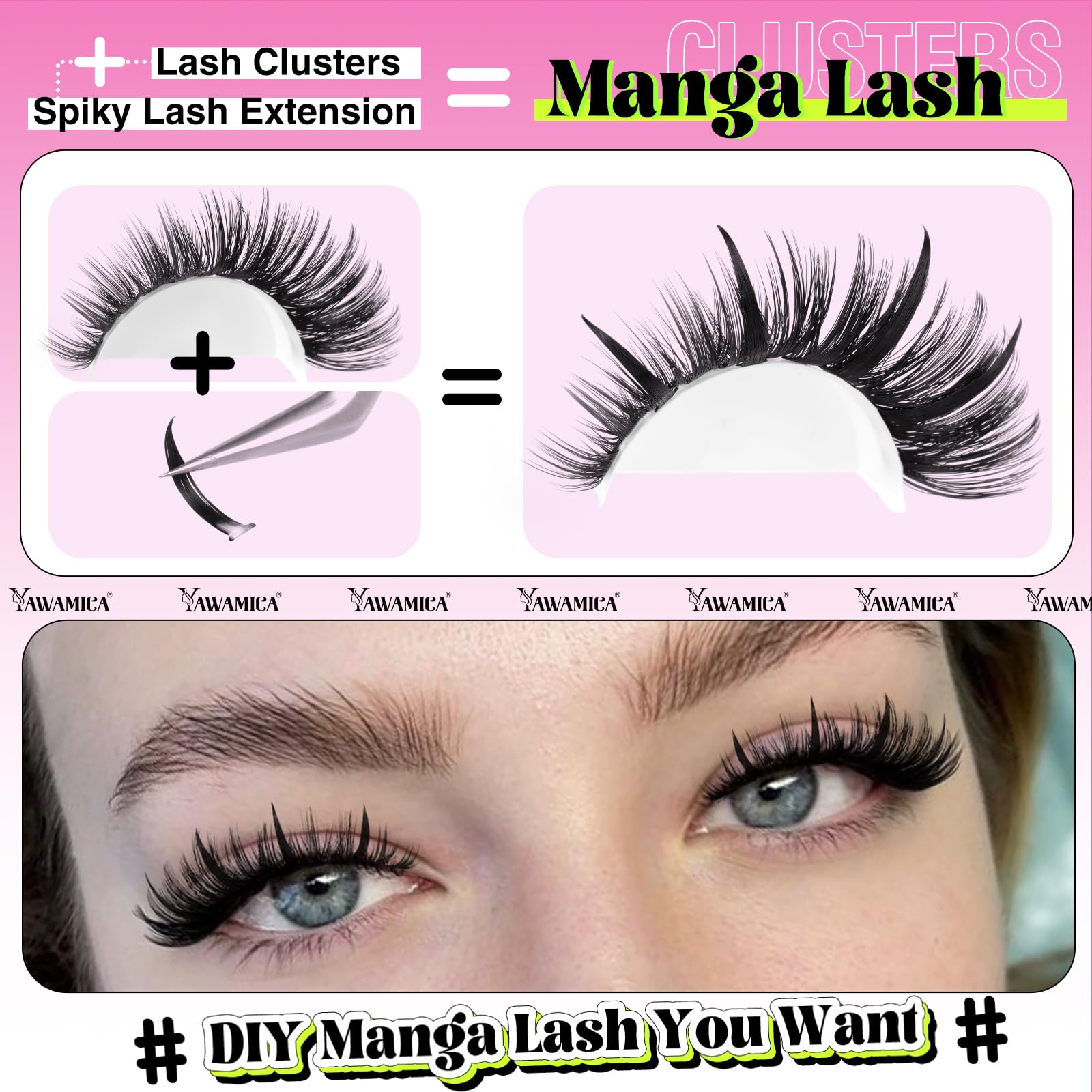 Yawamica spiky lash extensions in soft PBT material for lightweight wear