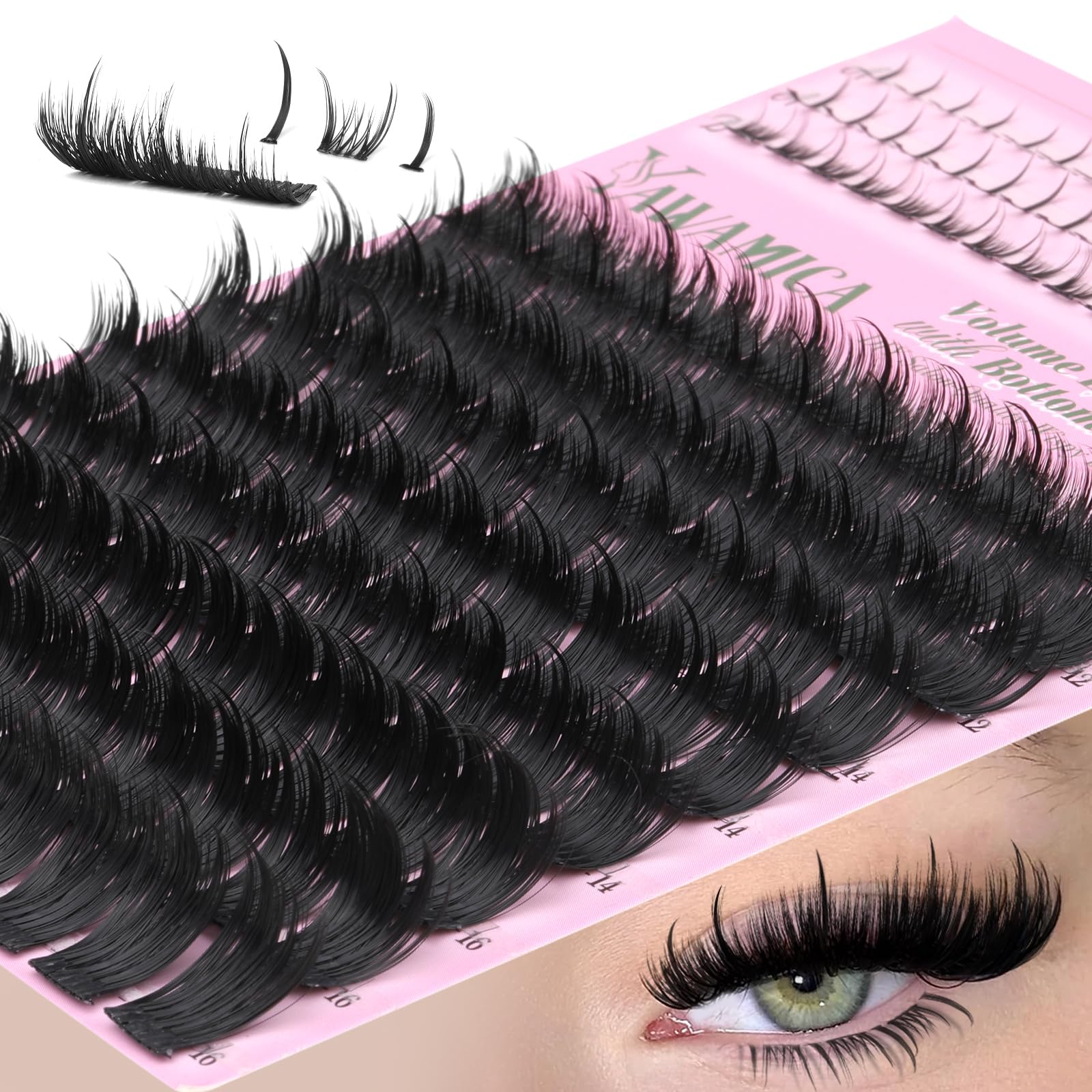 Yawamica upper lashes 10-16mm for dramatic eye definition and easy DIY upgrade.