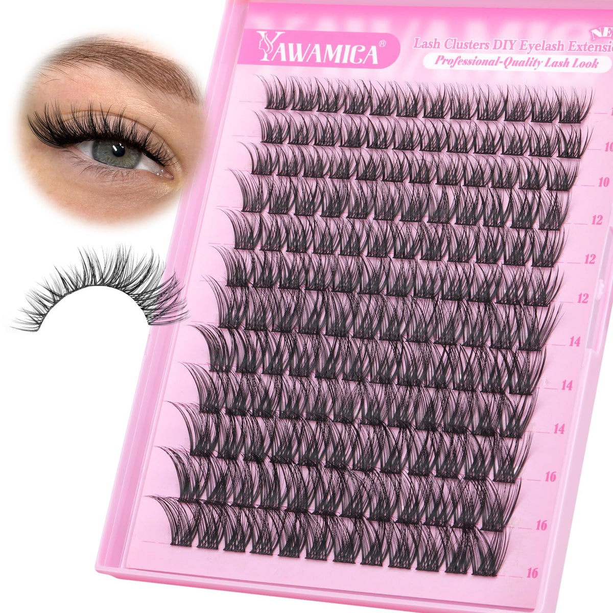 Yawamica Wispy Clusters natural C curl enhances eye definition subtly.