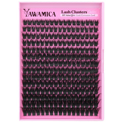 Yawamica wispy lash clusters tray close-up for customizable natural to glam looks.