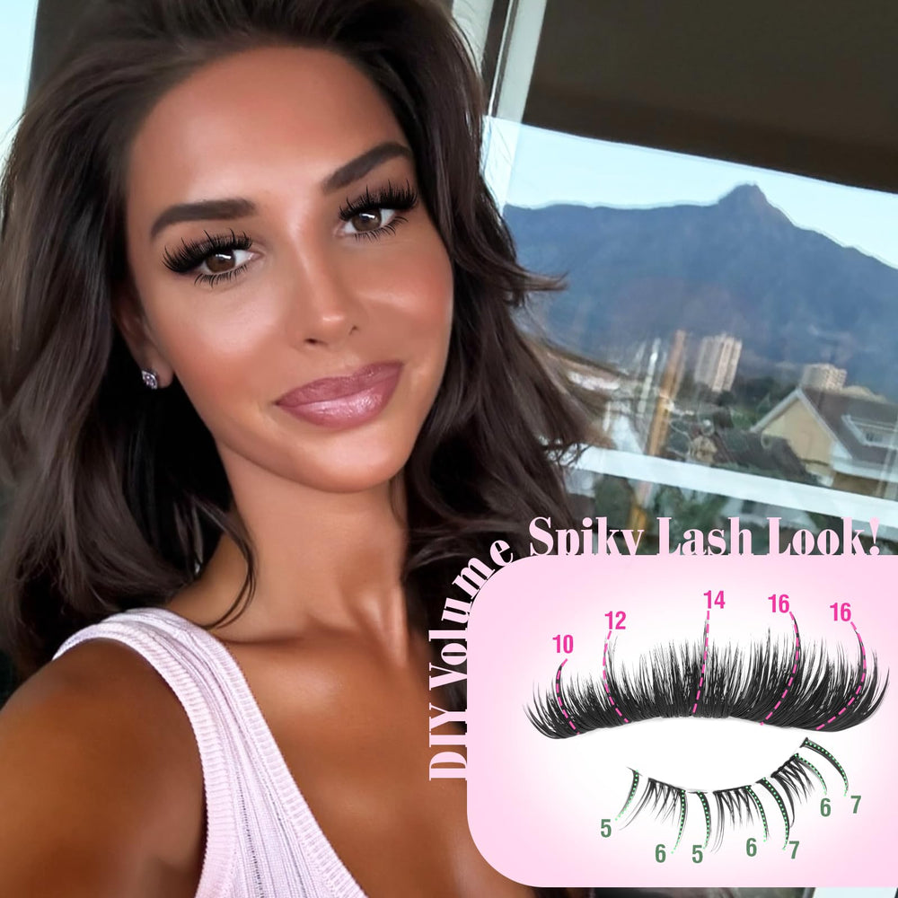 Yawamica wispy-spiked clusters for a multi-dimensional, trendy eye look.