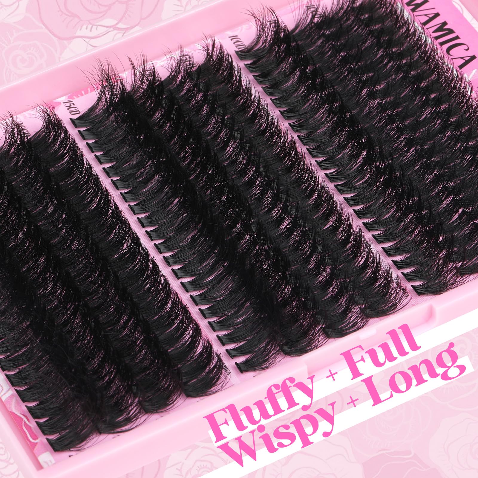 Yawamica brand glam cluster collection for versatile lash looks.