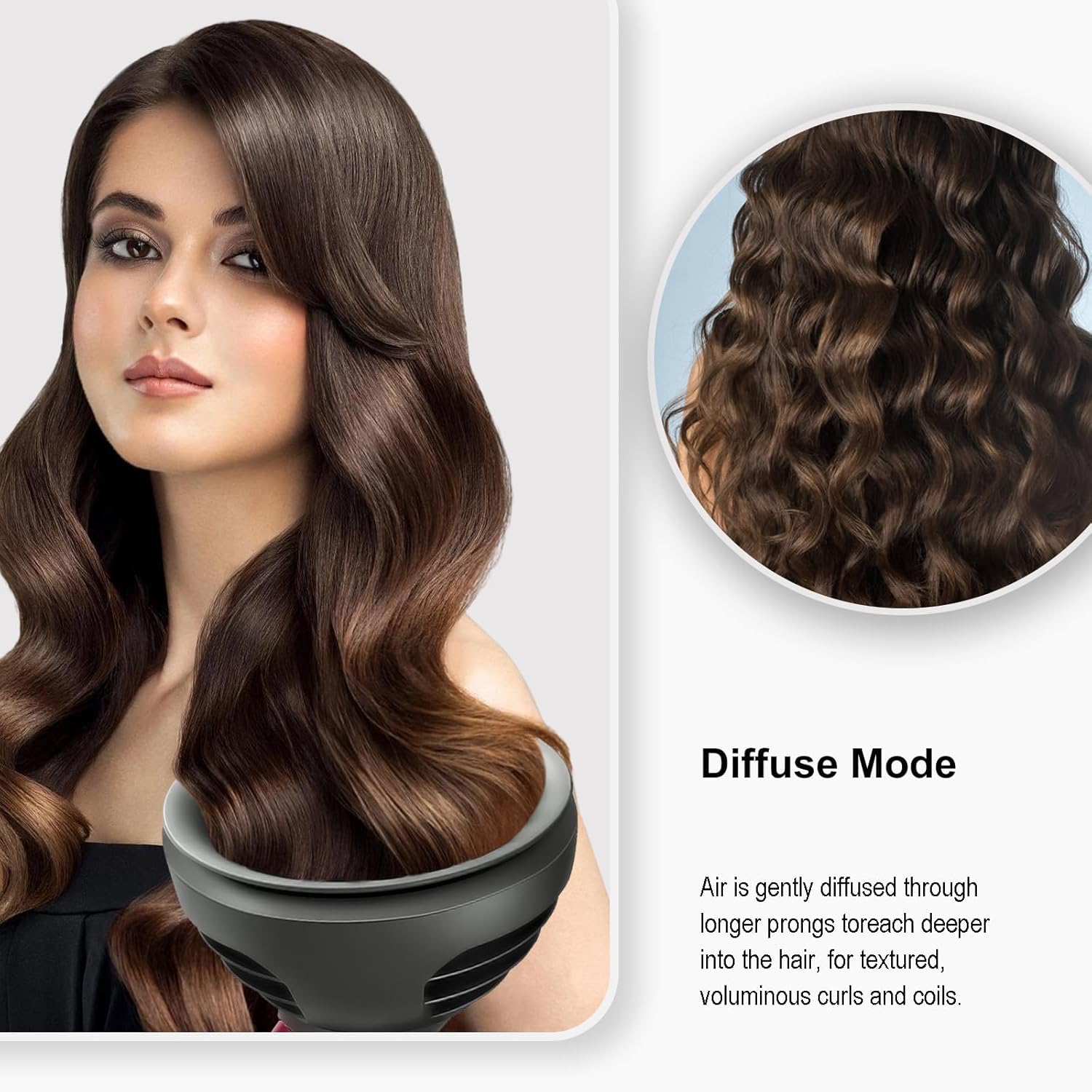 YAYADASA curl-wave diffuser ready to attach to Airwrap for quick styling sessions.