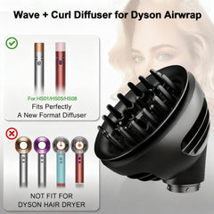 YAYADASA curl-wave diffuser close-up highlighting finger-prongs reducing frizz and enhancing curl.
