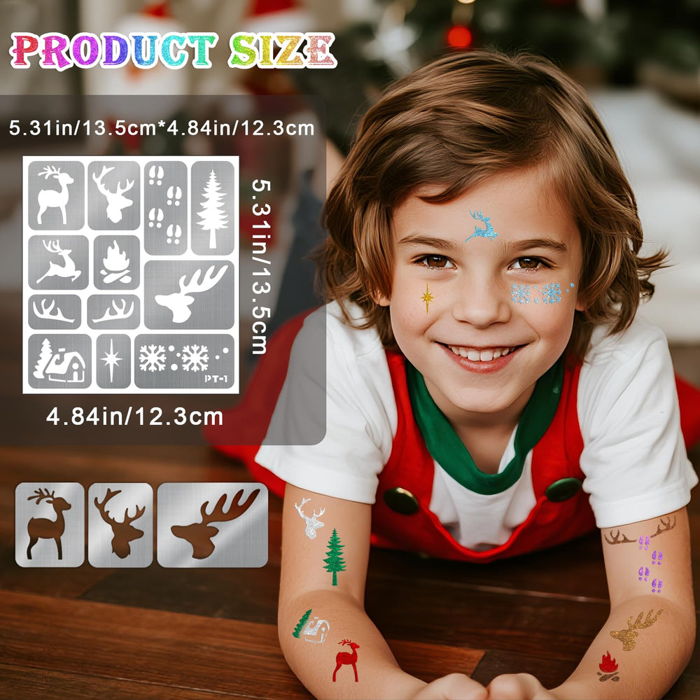 Yazhiji Christmas stencil featuring socks for glittery holiday face art