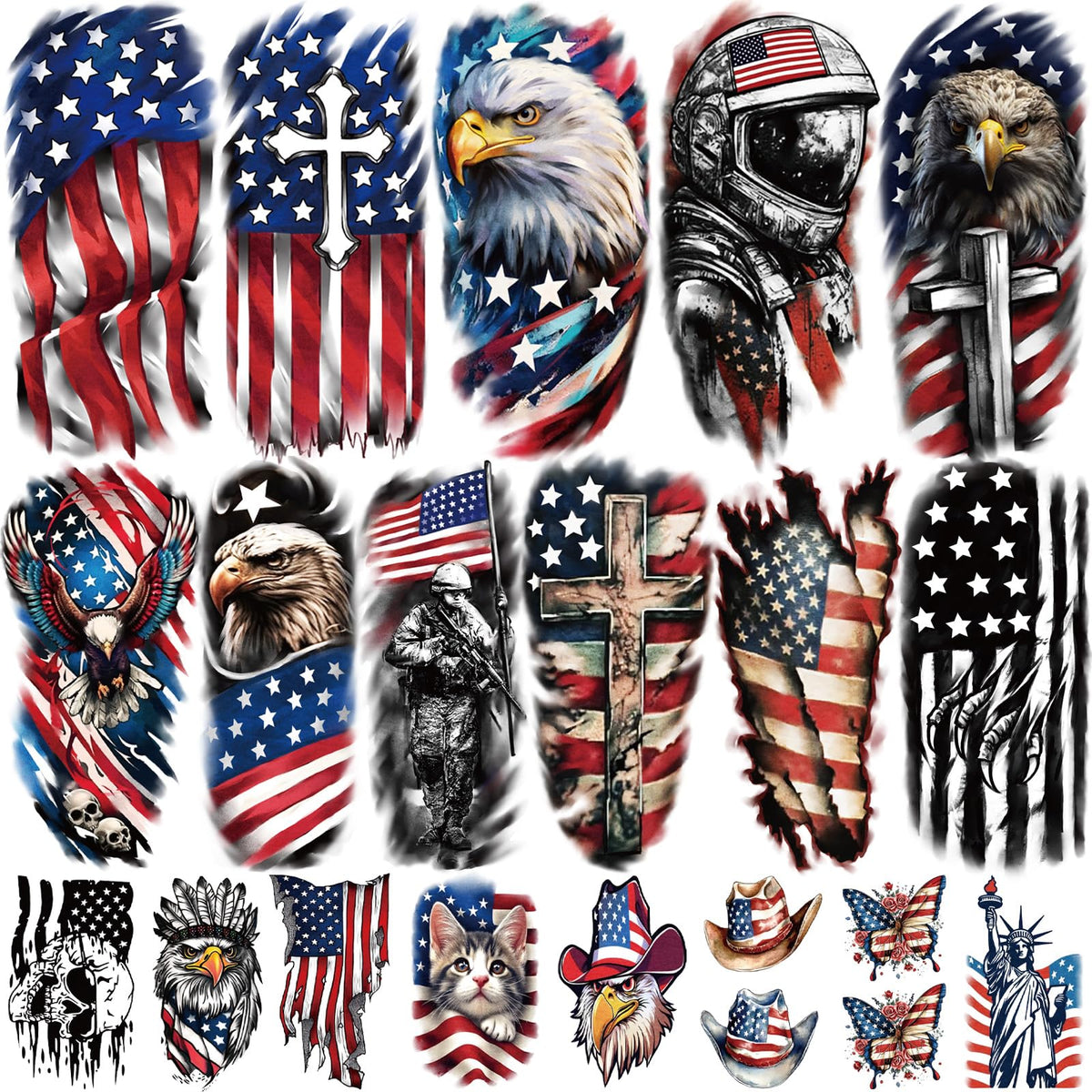 Yazhiji Fourth of July fireworks tattoo, waterproof and long-lasting for outdoor celebrations.
