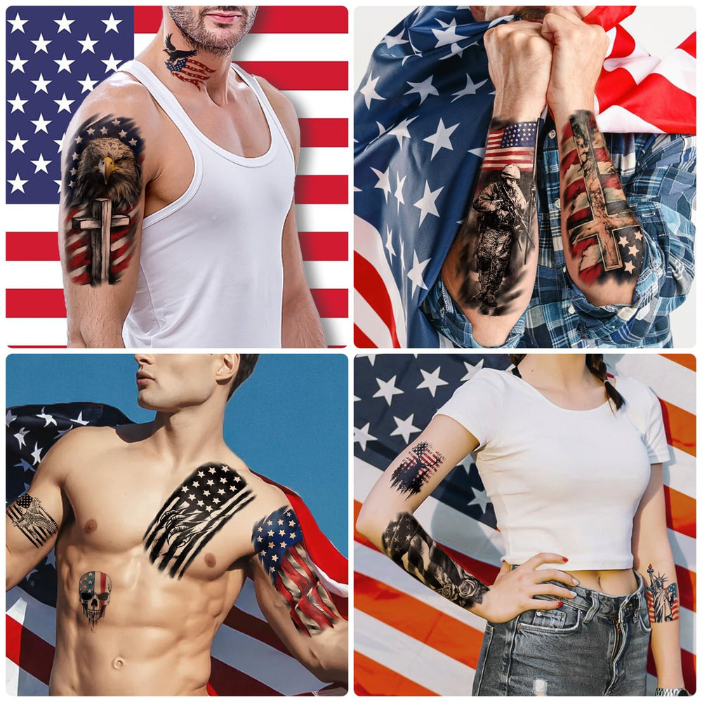 Yazhiji patriotic stars tattoo, festive design for celebrations and photos.