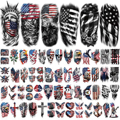 Yazhiji USA flag tattoo design, vivid colors for parades and poolside parties.