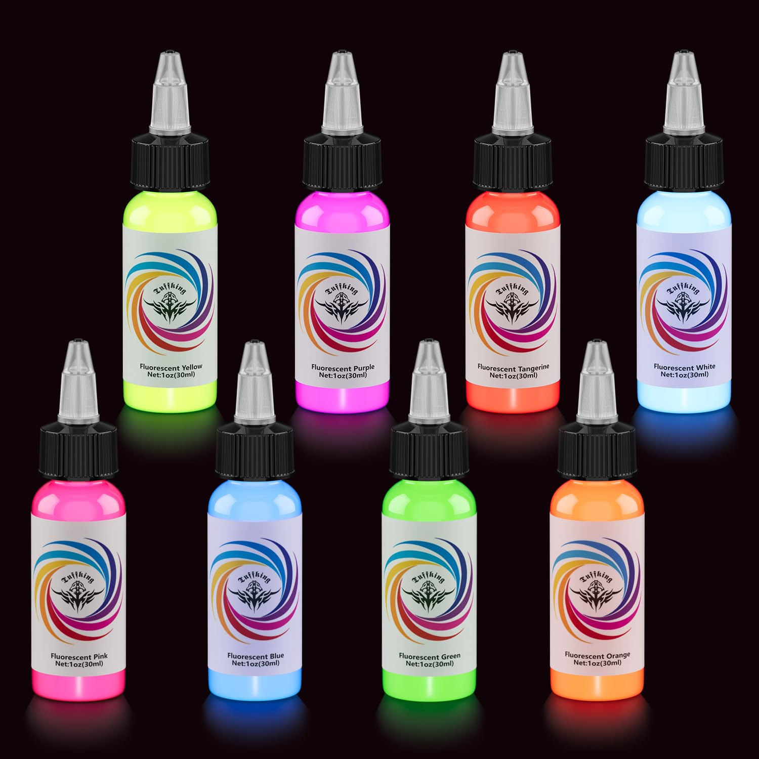 Ybeauty blue fluorescent tattoo ink for vibrant color and blacklight glow.