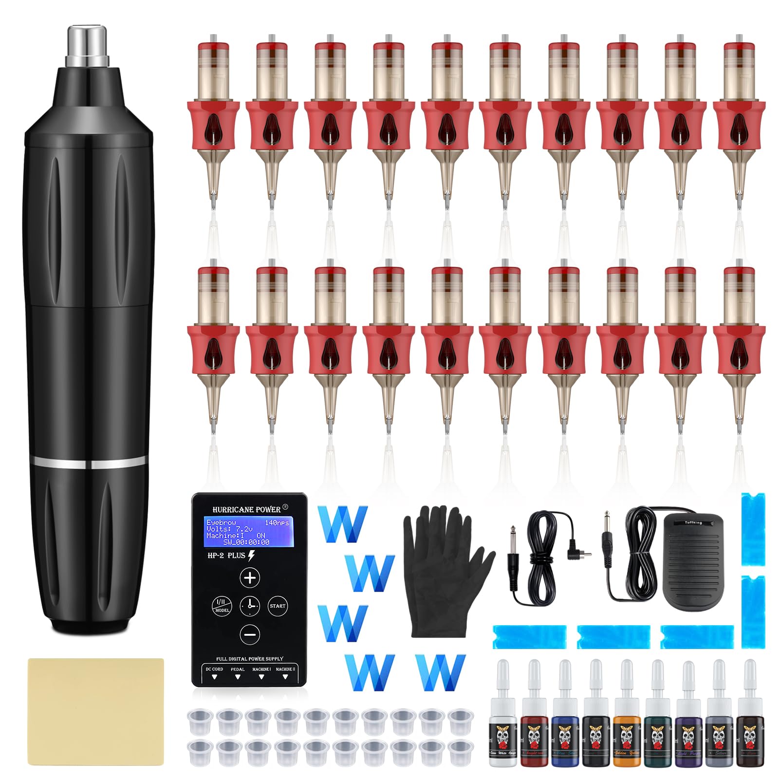 Ybeauty tattoo gun kit assembled for a compact, ready-to-use setup.