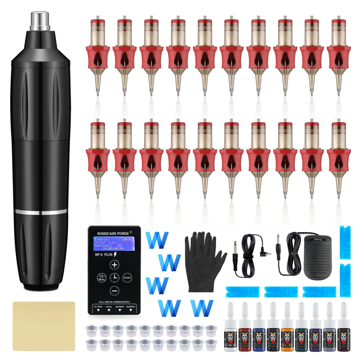 Ybeauty tattoo gun kit assembled for a compact, ready-to-use setup.