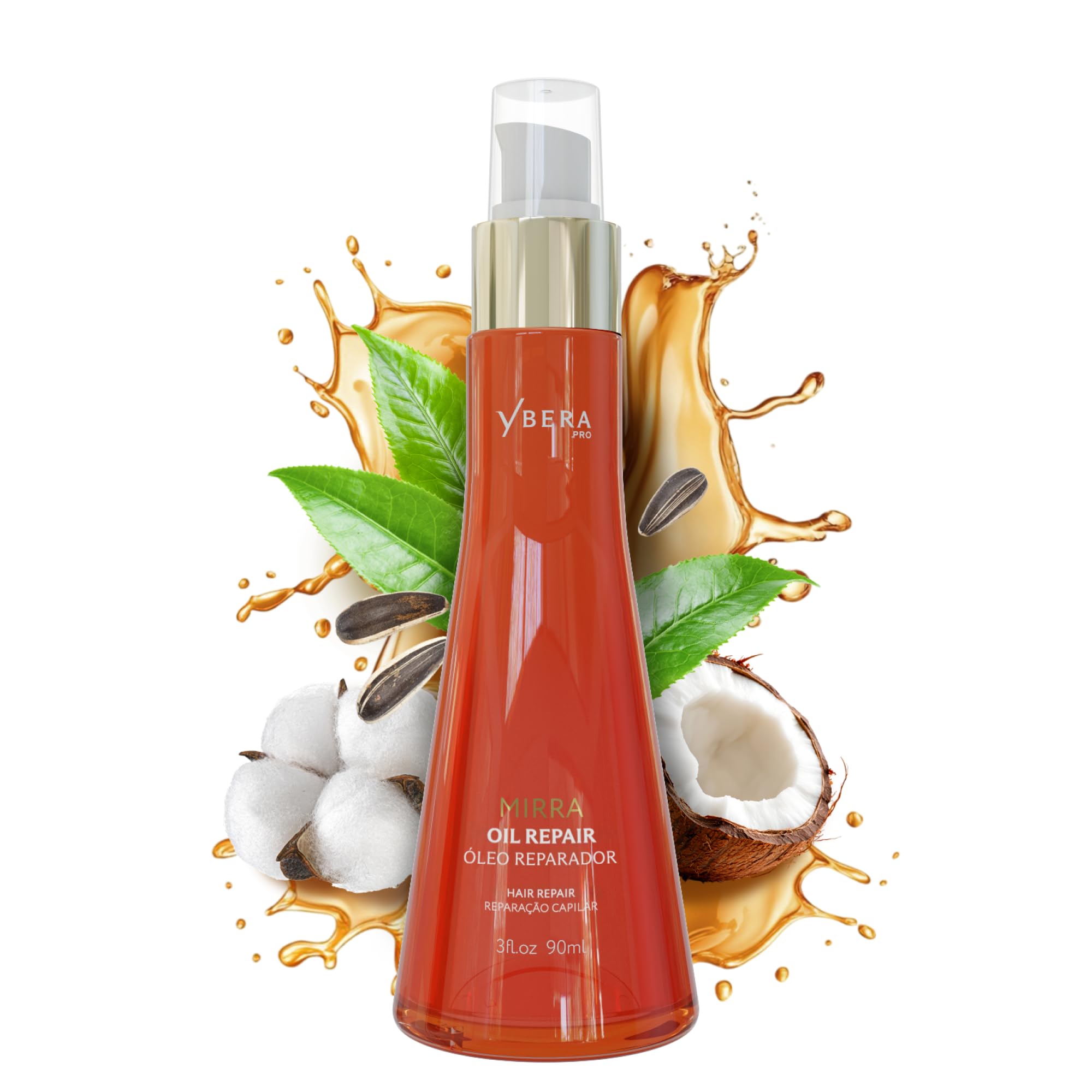 Ybera Paris Mirra Oil Repair bottle shows premium packaging for hydrating damaged hair
