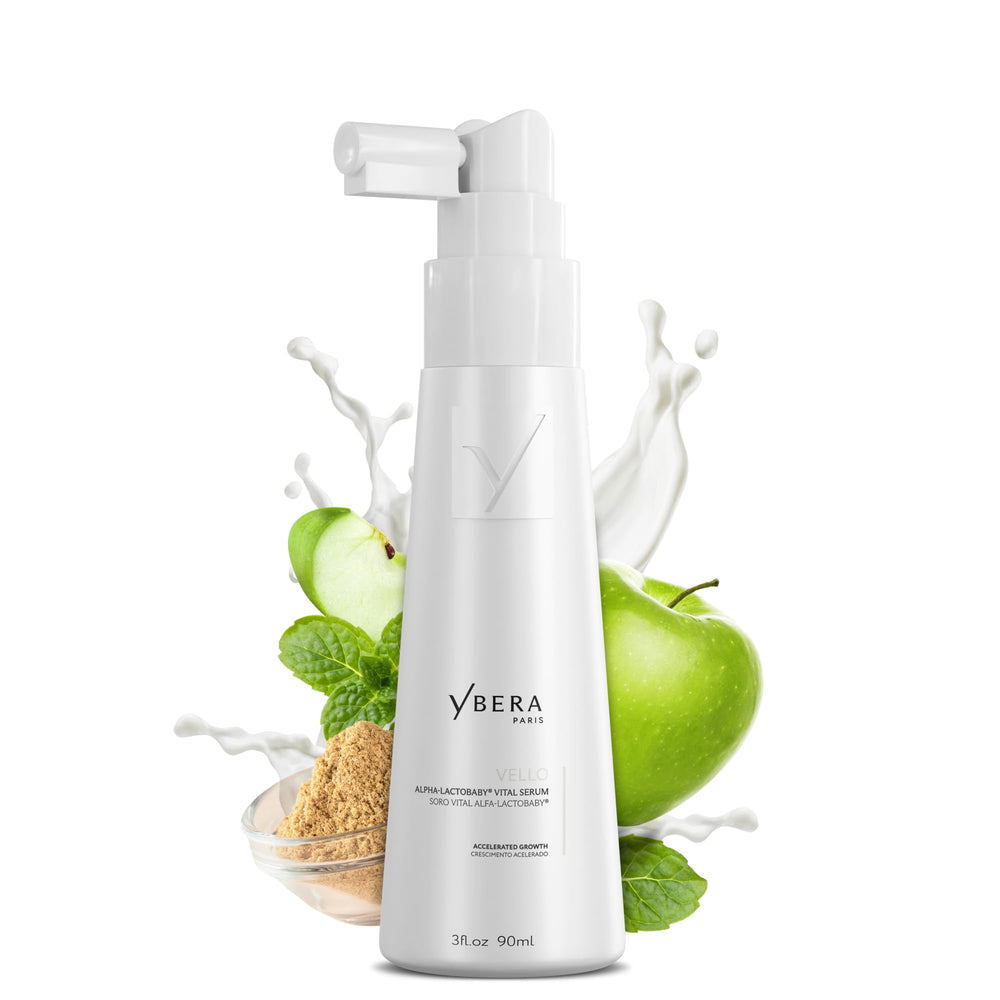 YBERA PARIS Vello Serum bottle front for daily scalp care and thinning hair.