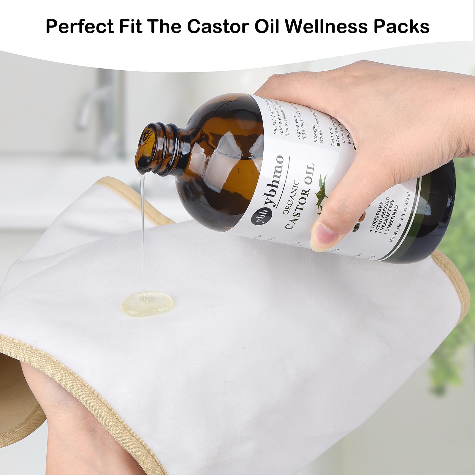 YBHMO castor oil pack use for aromatherapy and at-home care