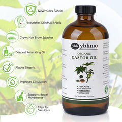 YBHMO castor oil supports hair and eyelash care for a healthier look