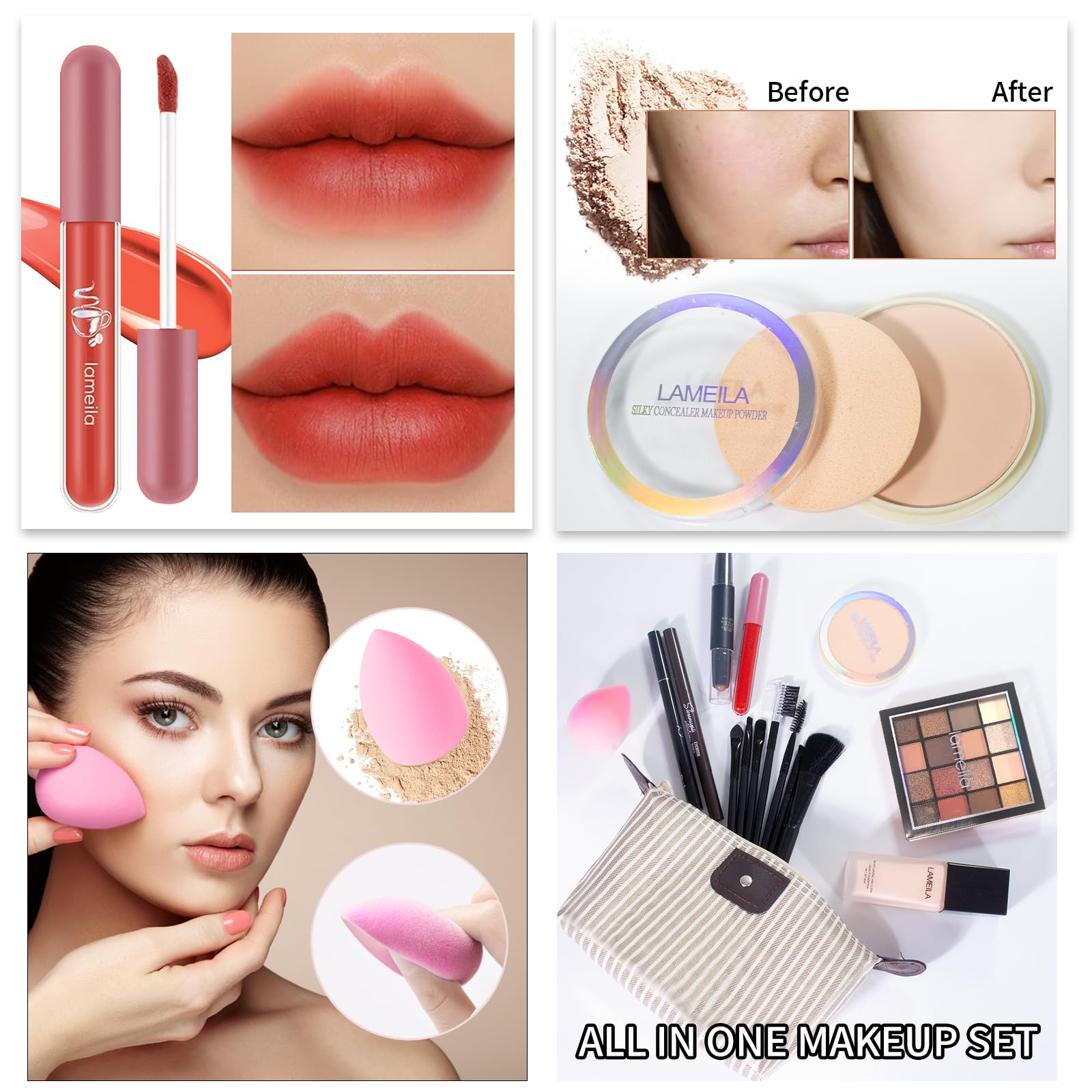 YBUETE 7-piece makeup brushes set for seamless blending.