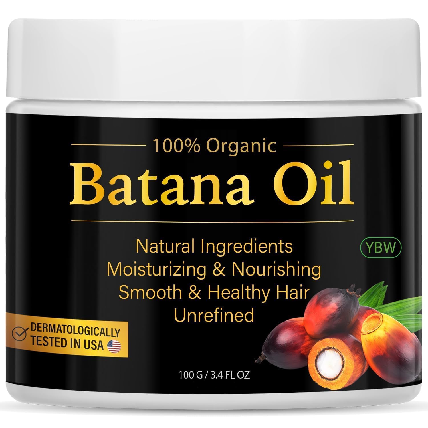 YBW Batana Oil label communicates pure, plant-based formula
