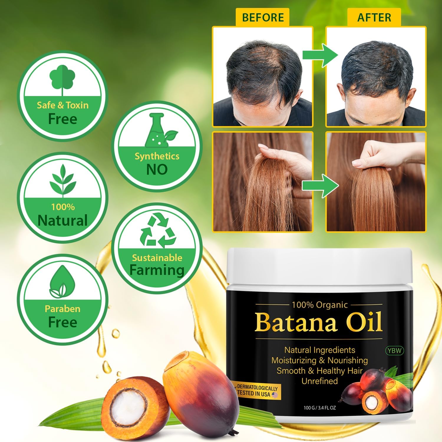 YBW Batana Oil jar packaging highlights handcrafted, sustainable Honduran ingredients