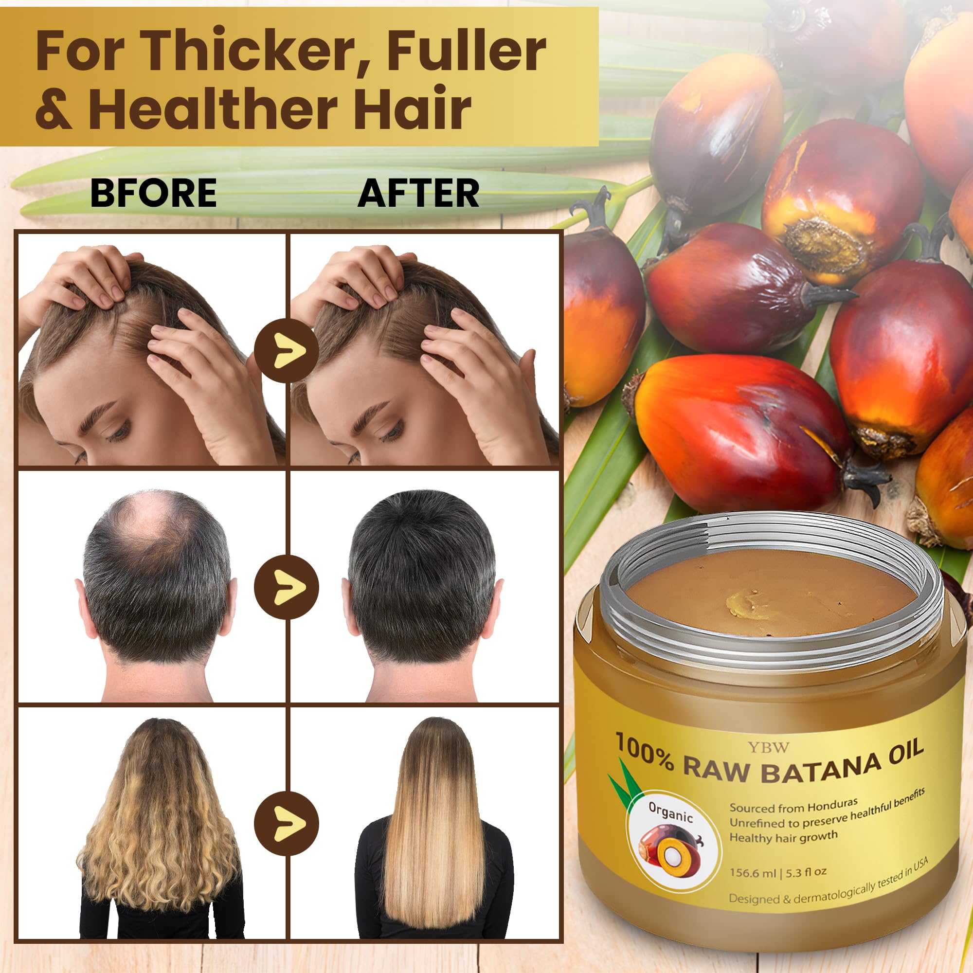 YBW Batana Oil shine enhances smoothness and hair glow
