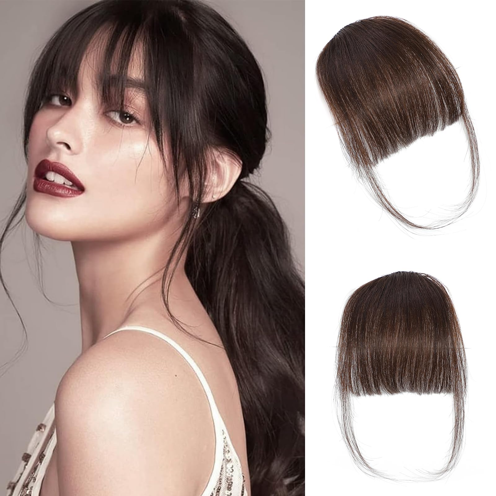 YBYMCAI clip-in bangs natural blend for seamless daily wear.