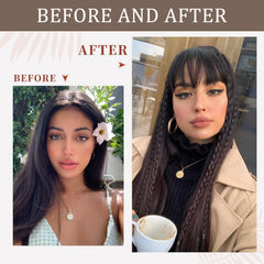 YBYMCAI wispy bangs with temples for elegant framing.