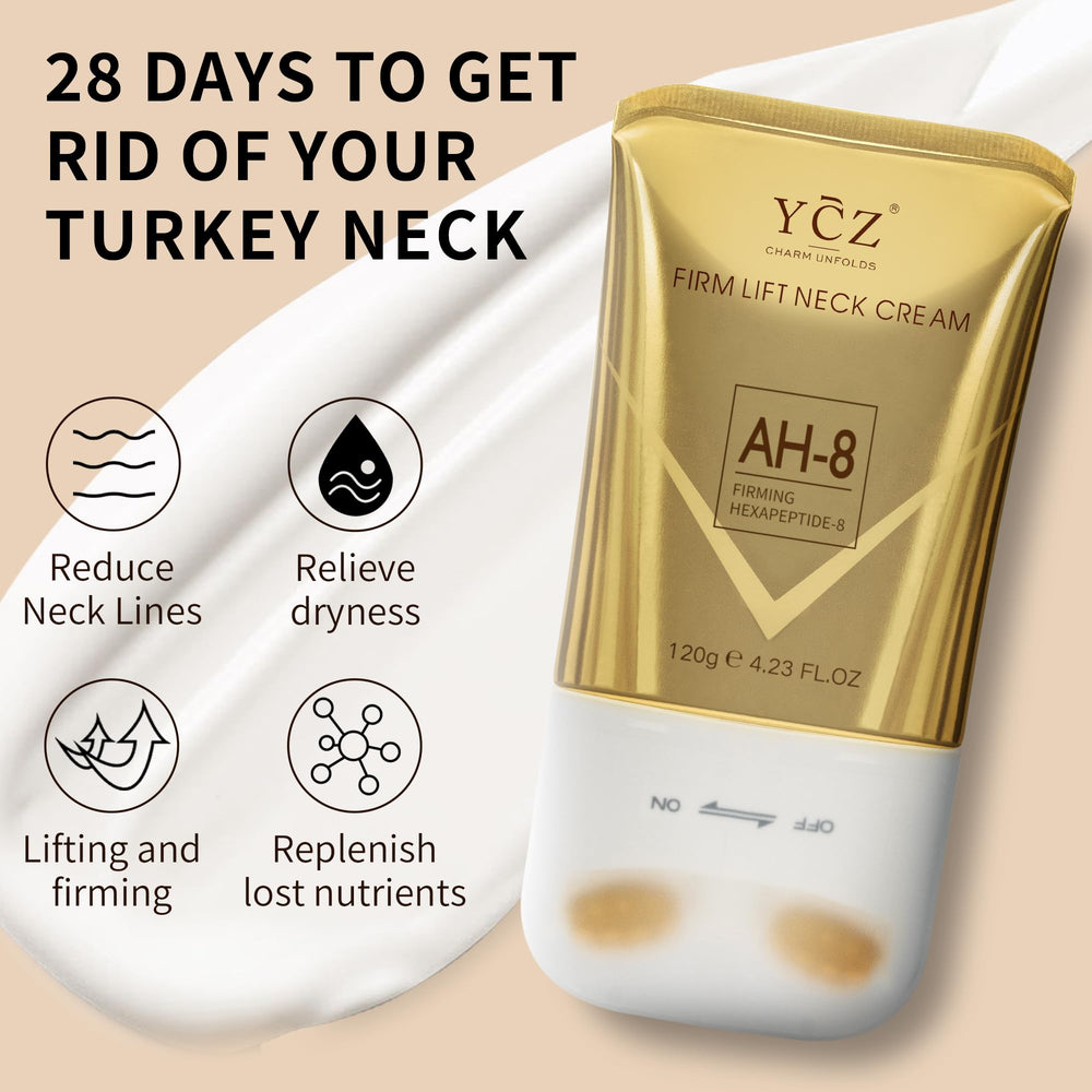 Applying Ycz Ah8 Neck Cream on the neck demonstrates easy daily use.