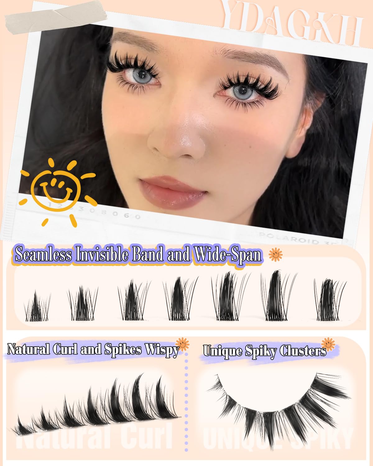 YDAGKH Manga Lash Clusters in 8-18mm variants for customizable spikes.