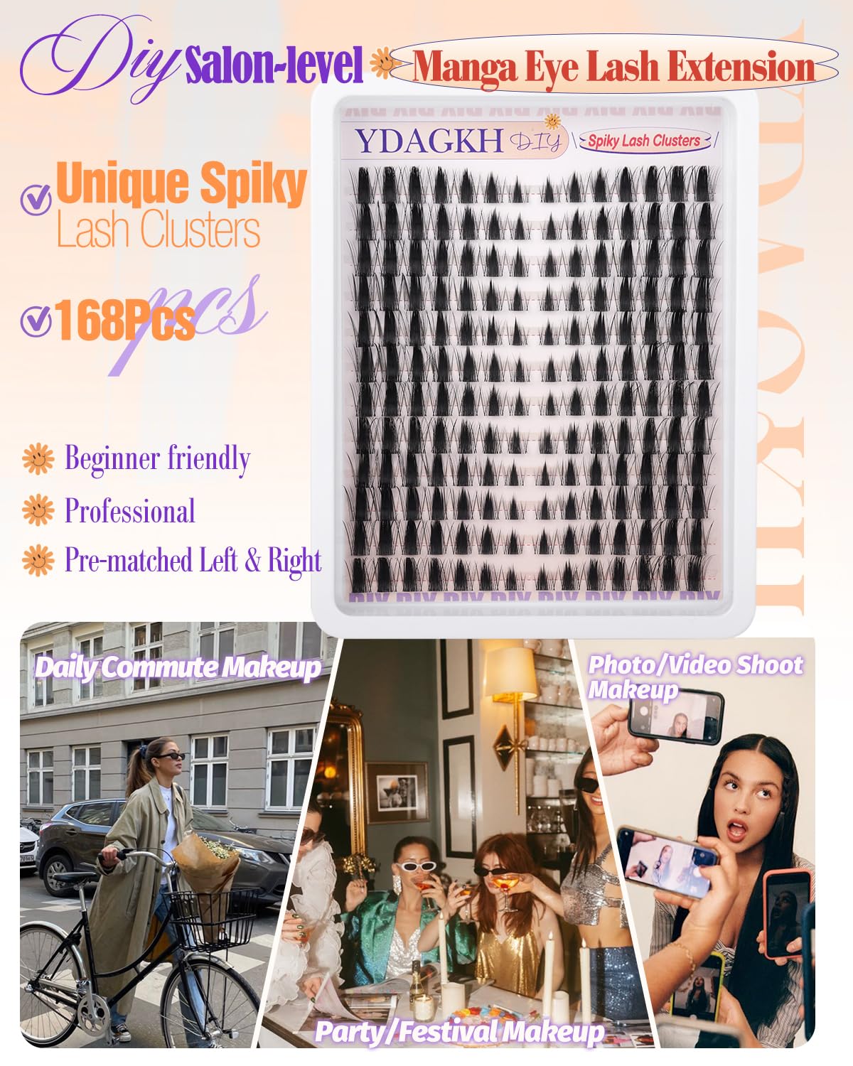 YDAGKH lashes made of soft synthetic silk for feather-light comfort.