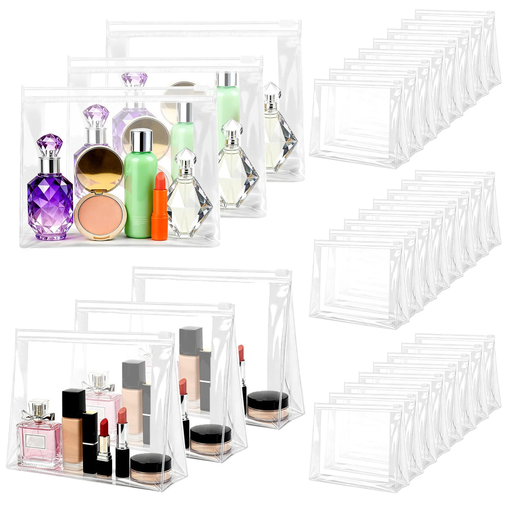 YEAJOIN clear makeup bag with zipper keeps cosmetics organized and visible