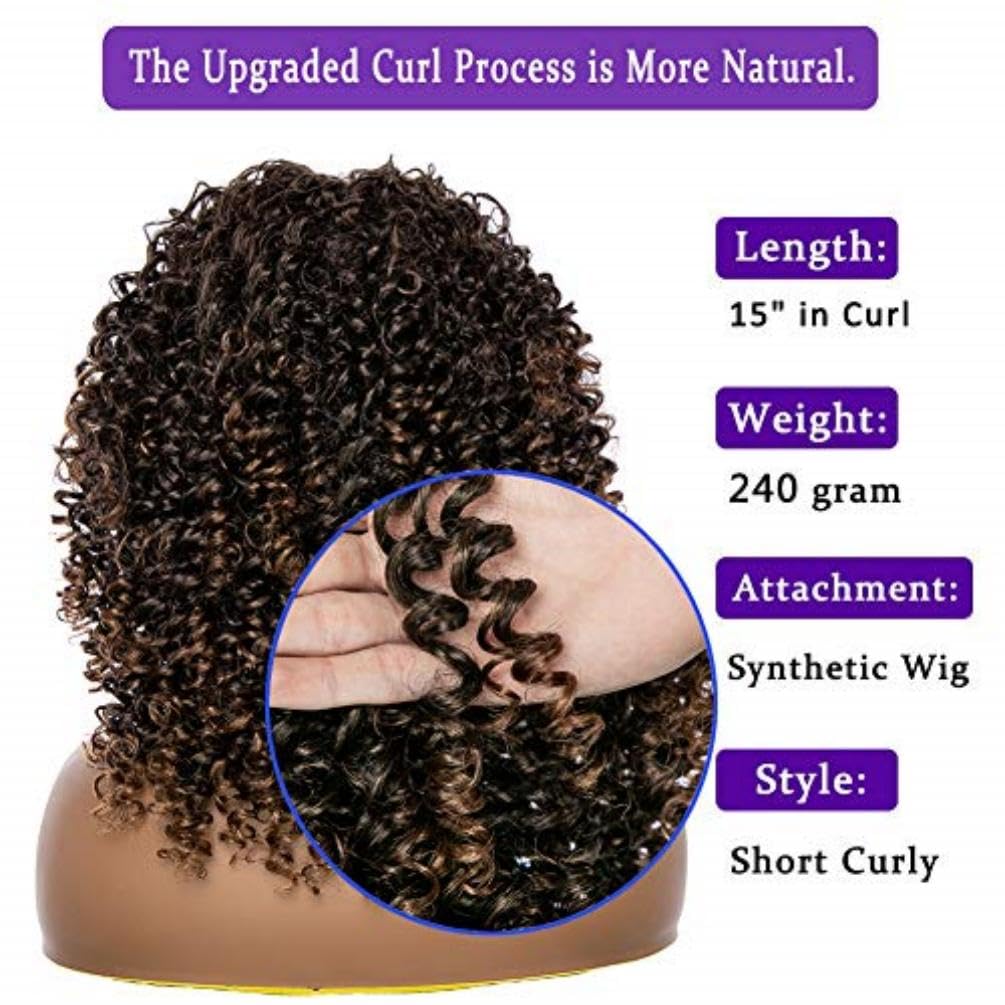 YEAME Curly Wig made with heat resistant fiber for everyday styling