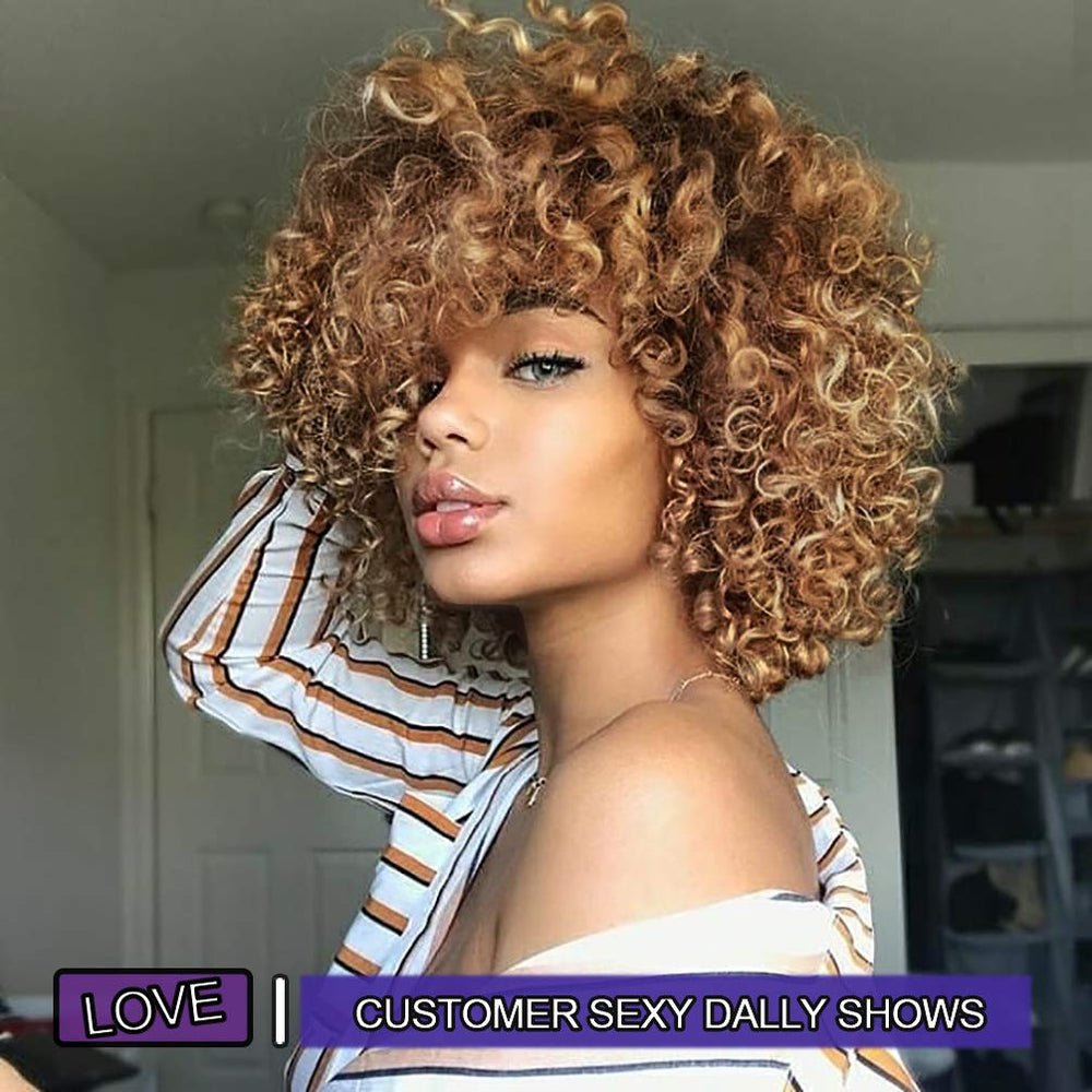 YEAME Curly Wigs bangs styling option adds face-framing versatility