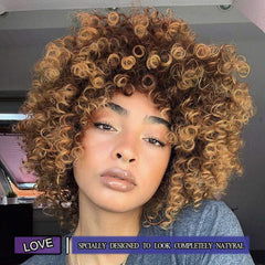 YEAME Curly Wigs textured curls close-up showing soft, full look