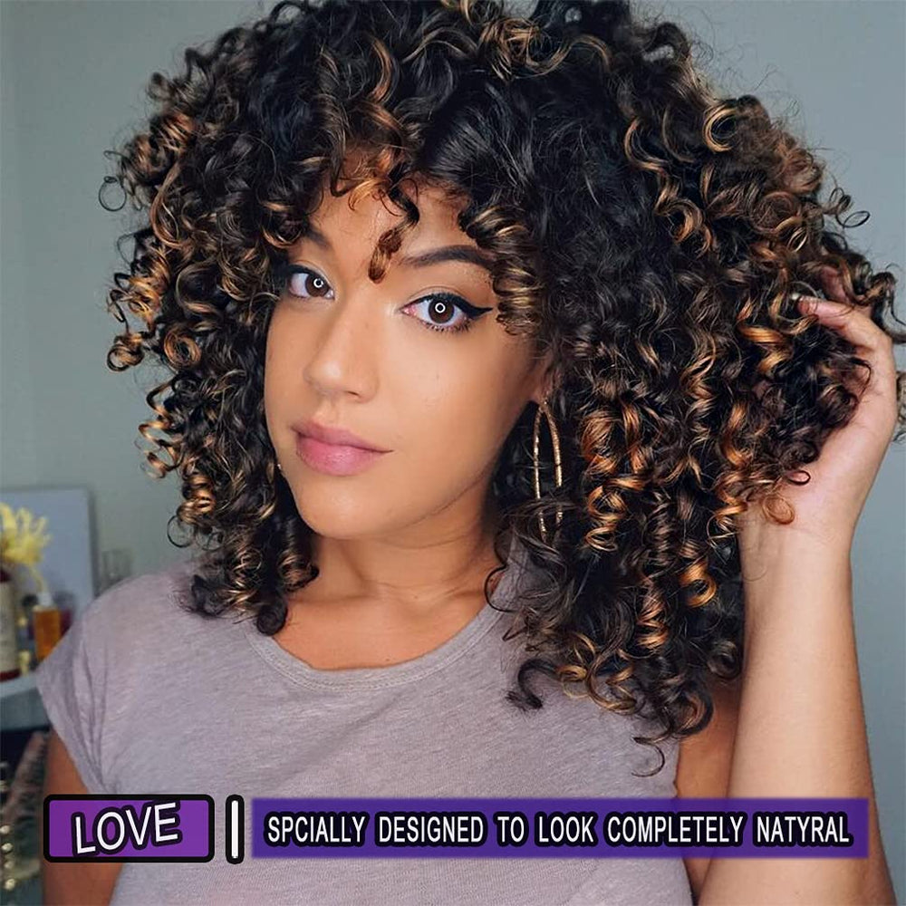 YEAME heat-resistant synthetic curly wig showcasing durable, long-lasting curl.