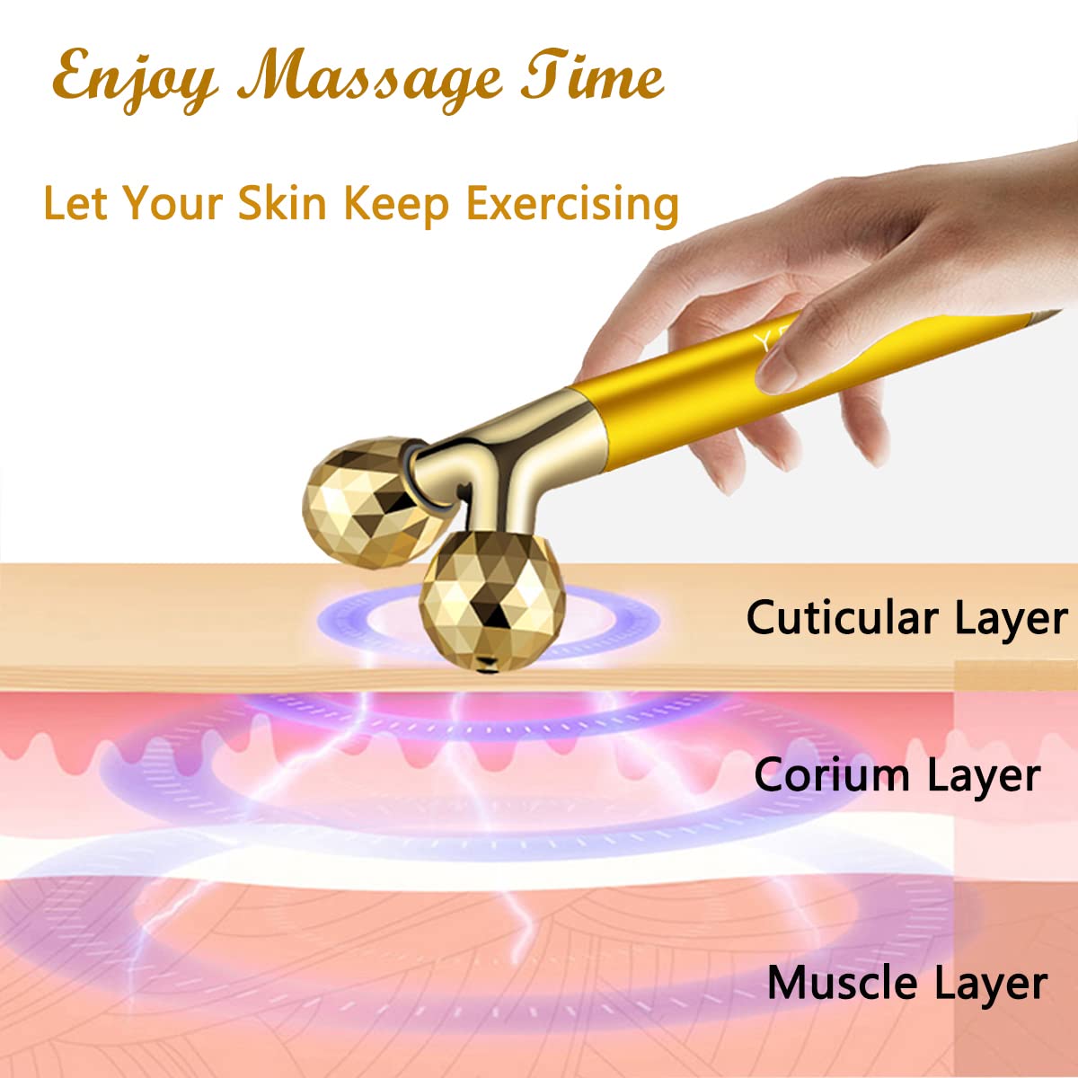 Yeamon 2-in-1 massager with T-shape head for targeted skin treatment