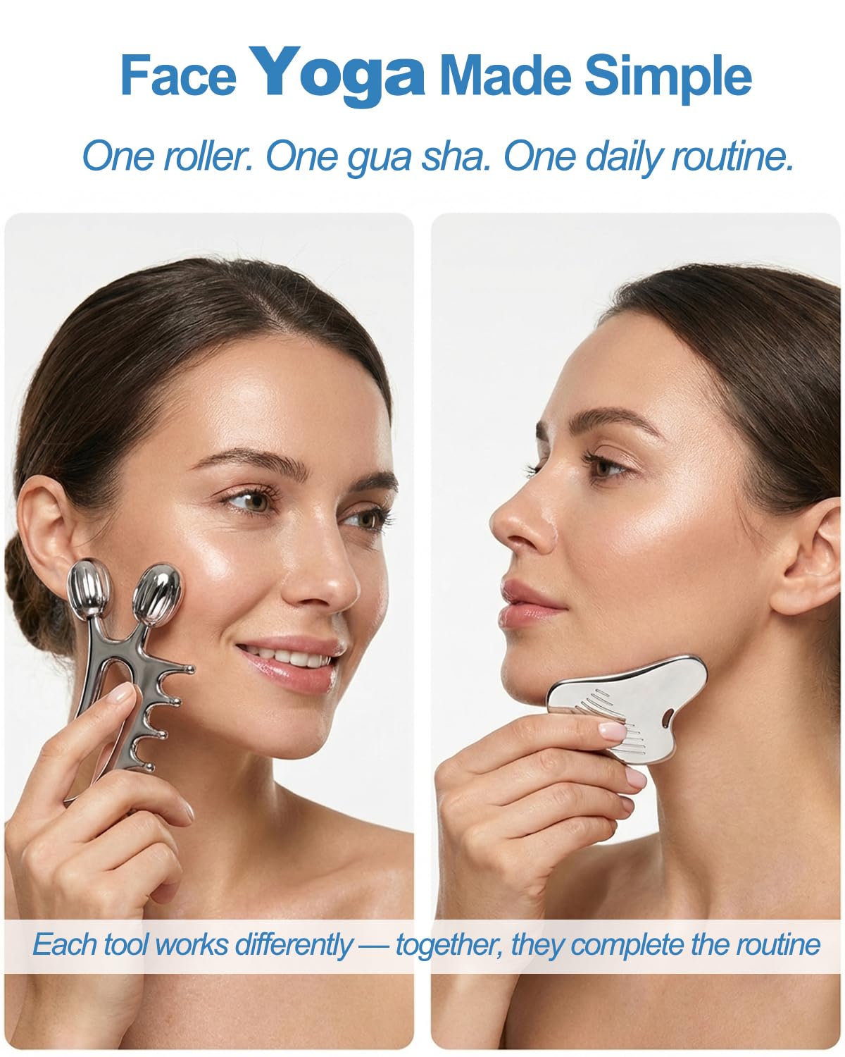 Yeamon face roller with 45-degree metal balls for lifting massage