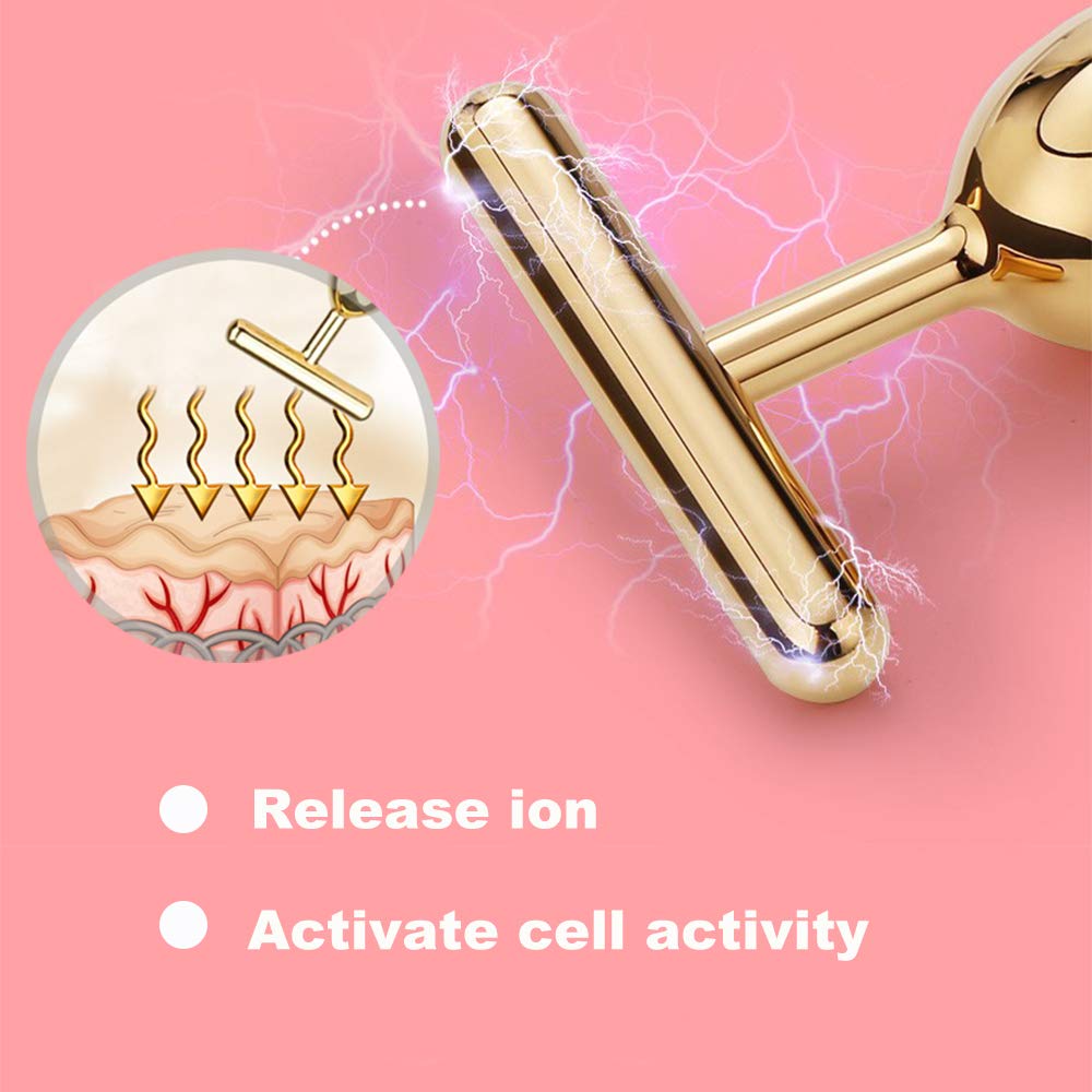 Yeamon golden finish face massager close-up highlighting premium design