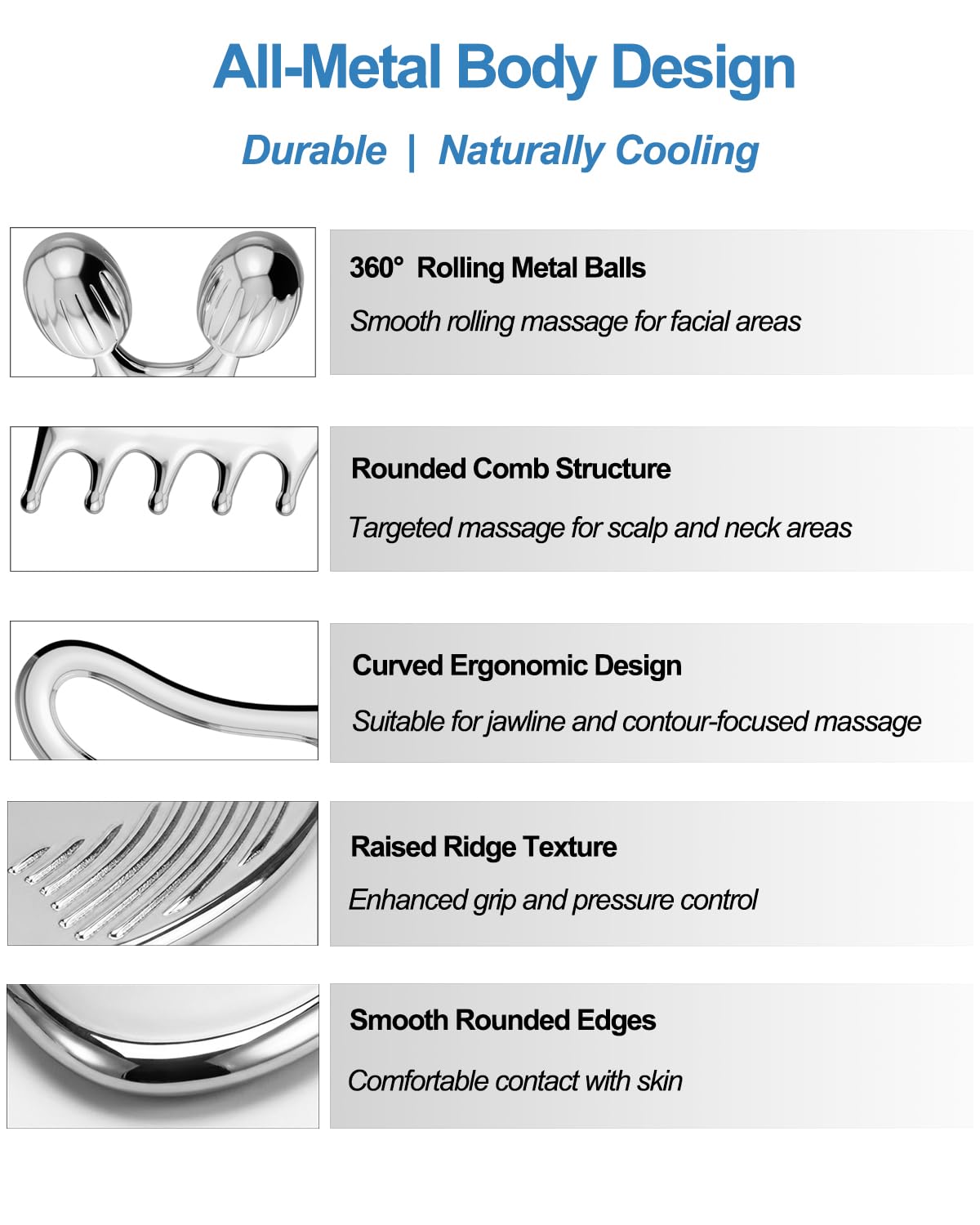 Yeamon rounded comb side for lymphatic and scalp massage