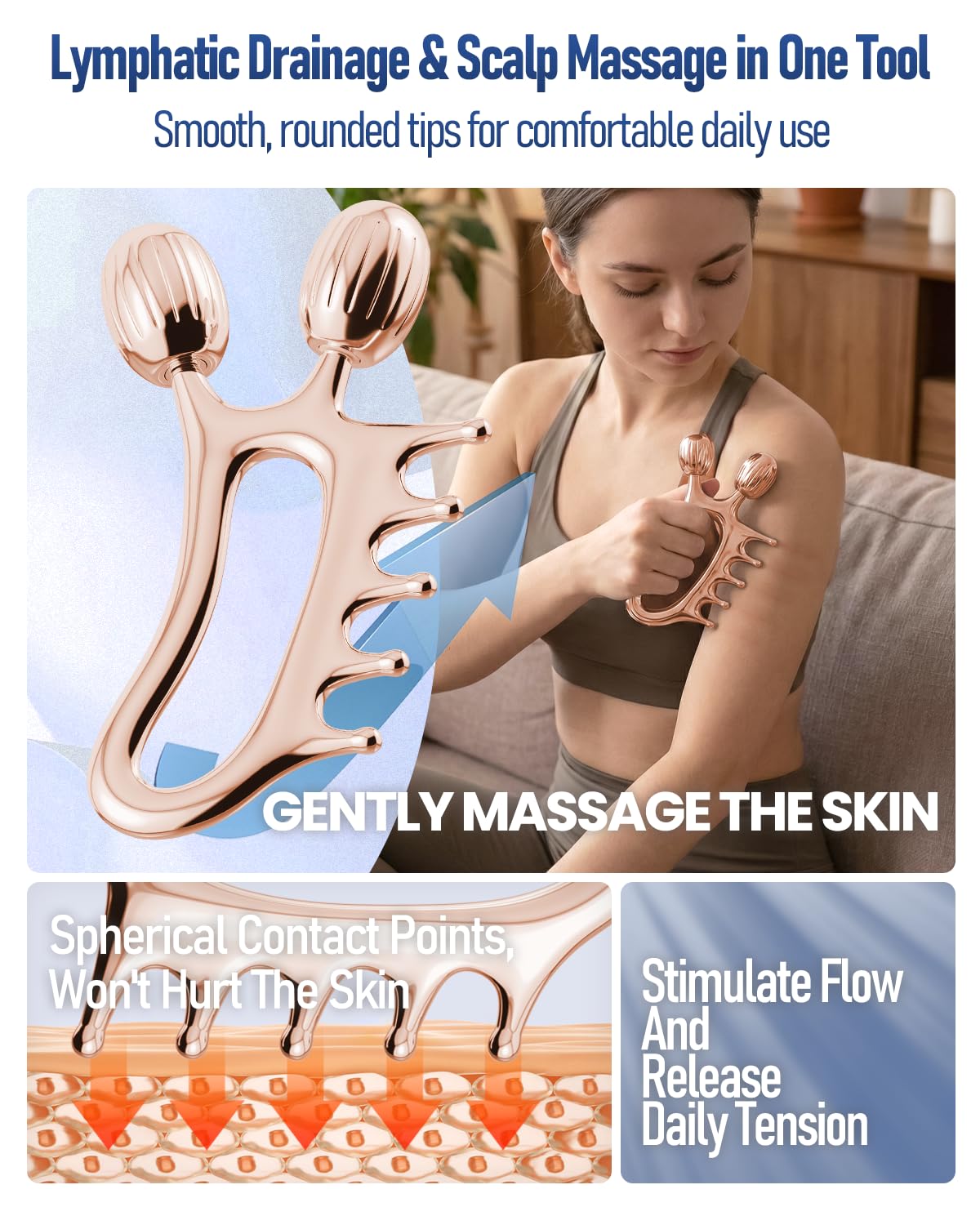 Yeamon rounded-edge gua sha board supports comfortable facial and body massage.