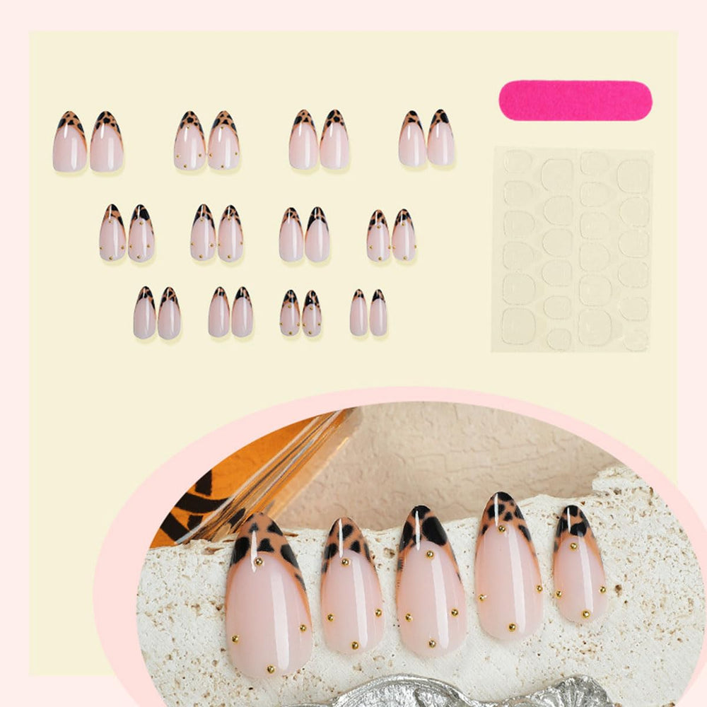 YEFIUO 12 sizes leopard nails pack for a snug fit
