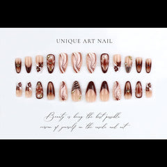 YEFIUO glossy almond press-on nails offering salon-like shine in minutes