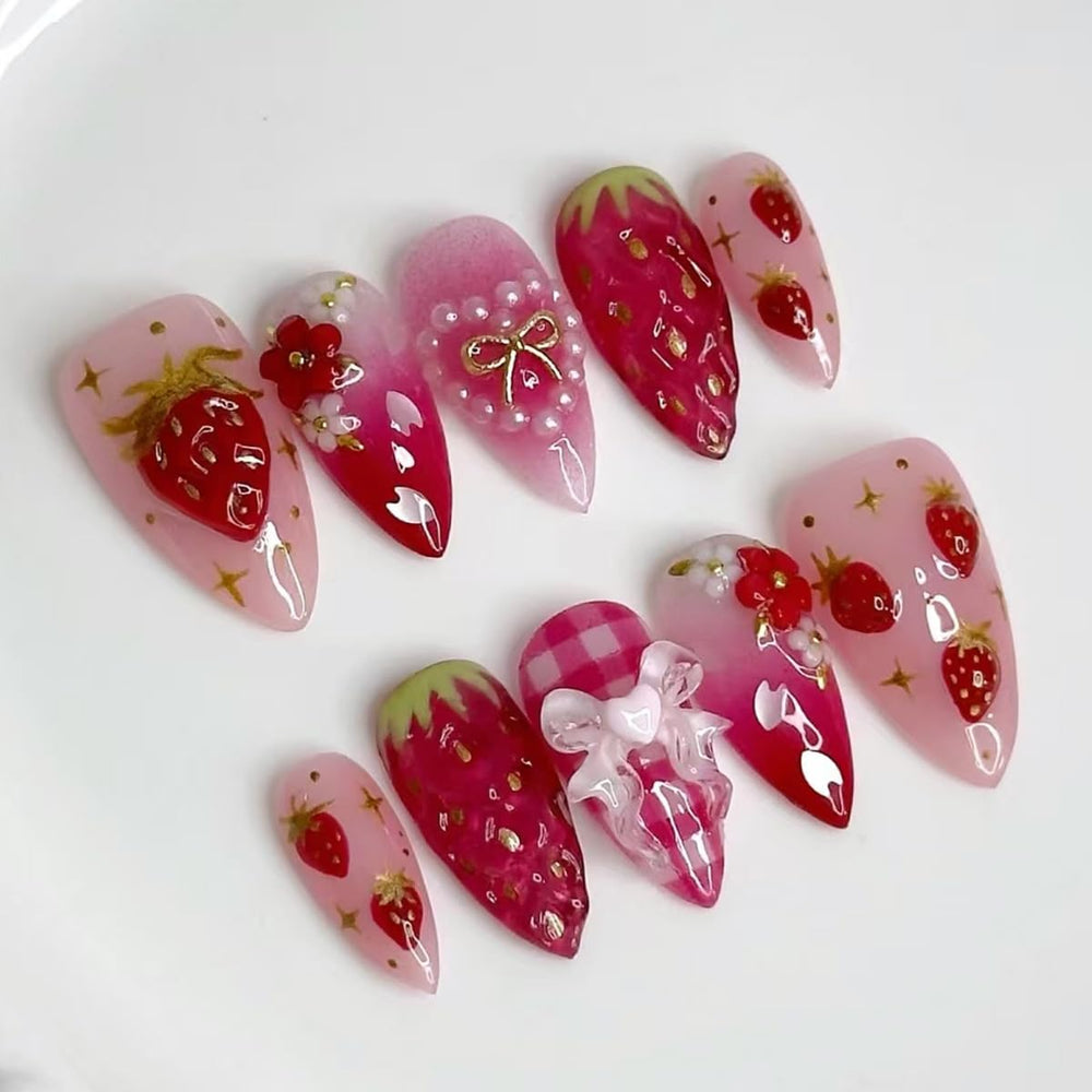 YEFIUO red almond press-on nails set for a salon-quality at-home manicure