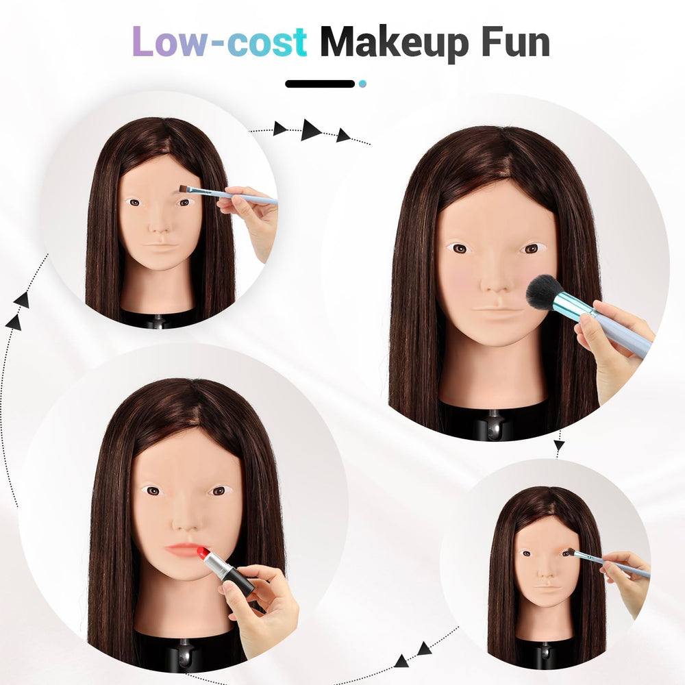 Yekavo dark brown mannequin head offers authentic texture for braiding.