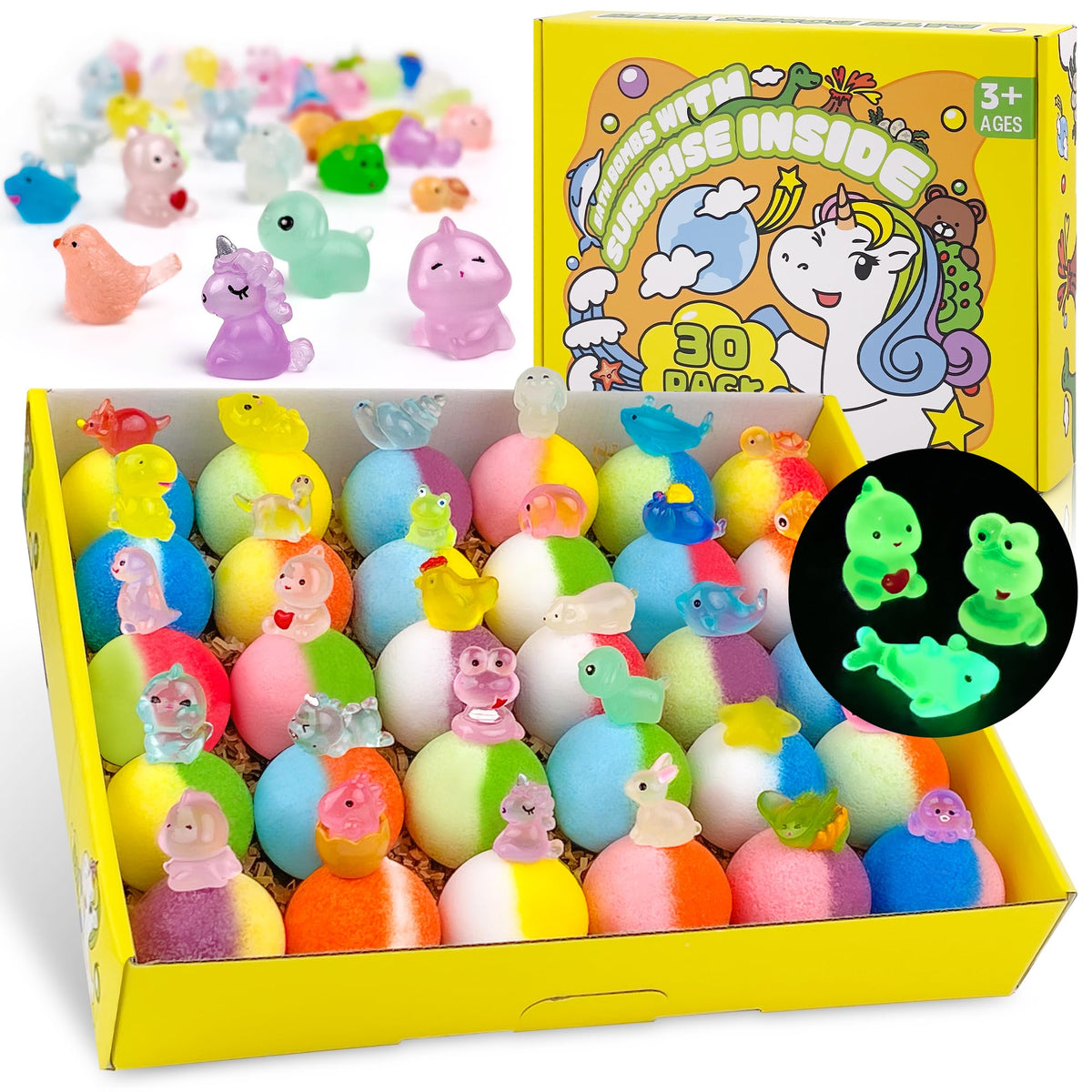 Yekery bath bombs for kids with glow in the dark toy inside spark magical bath time