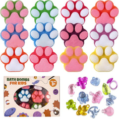 Yekery paw bath bomb reveals colorful surprise inside, ideal for kid bath time