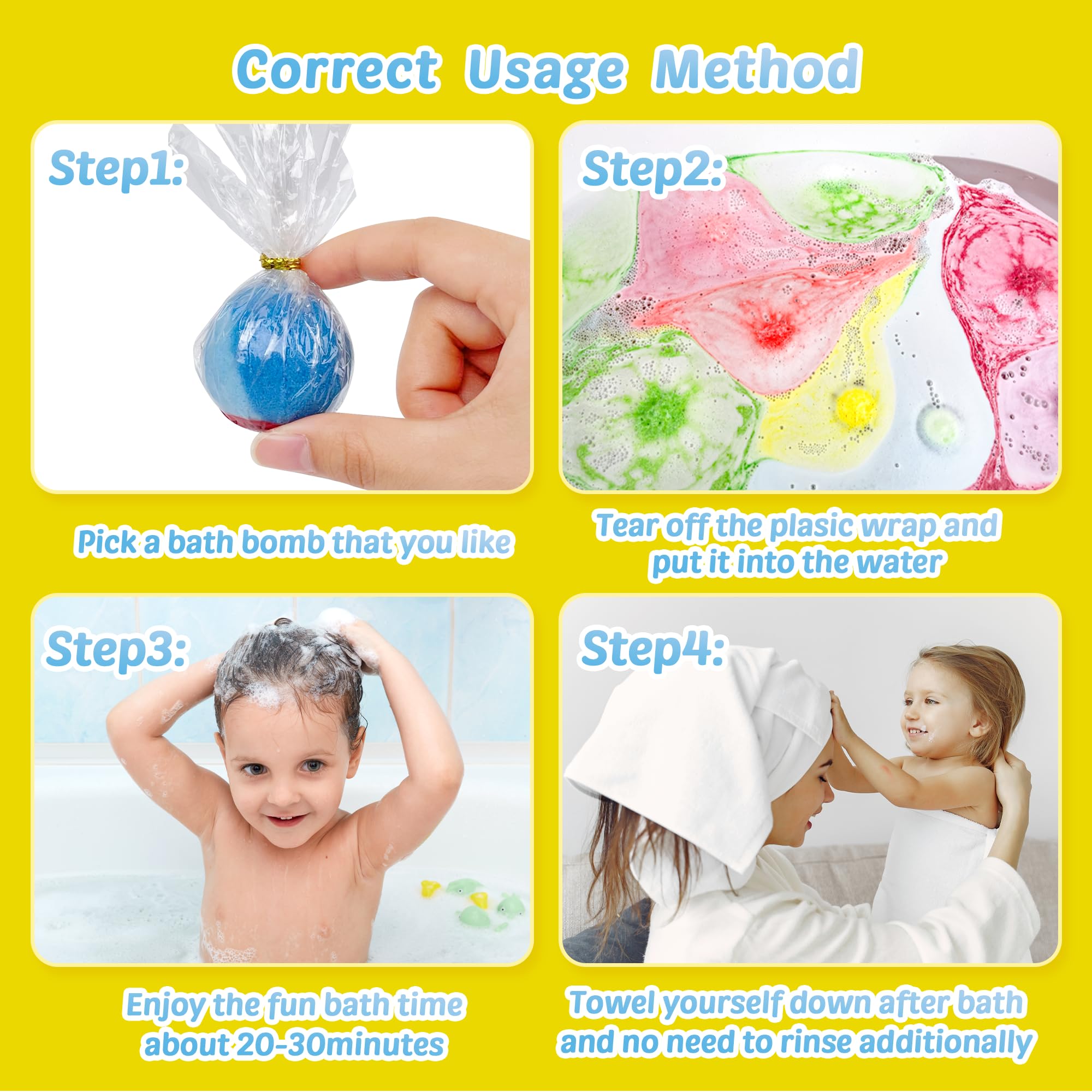 Safe skin friendly ingredients ensure playful baths without residue or irritation