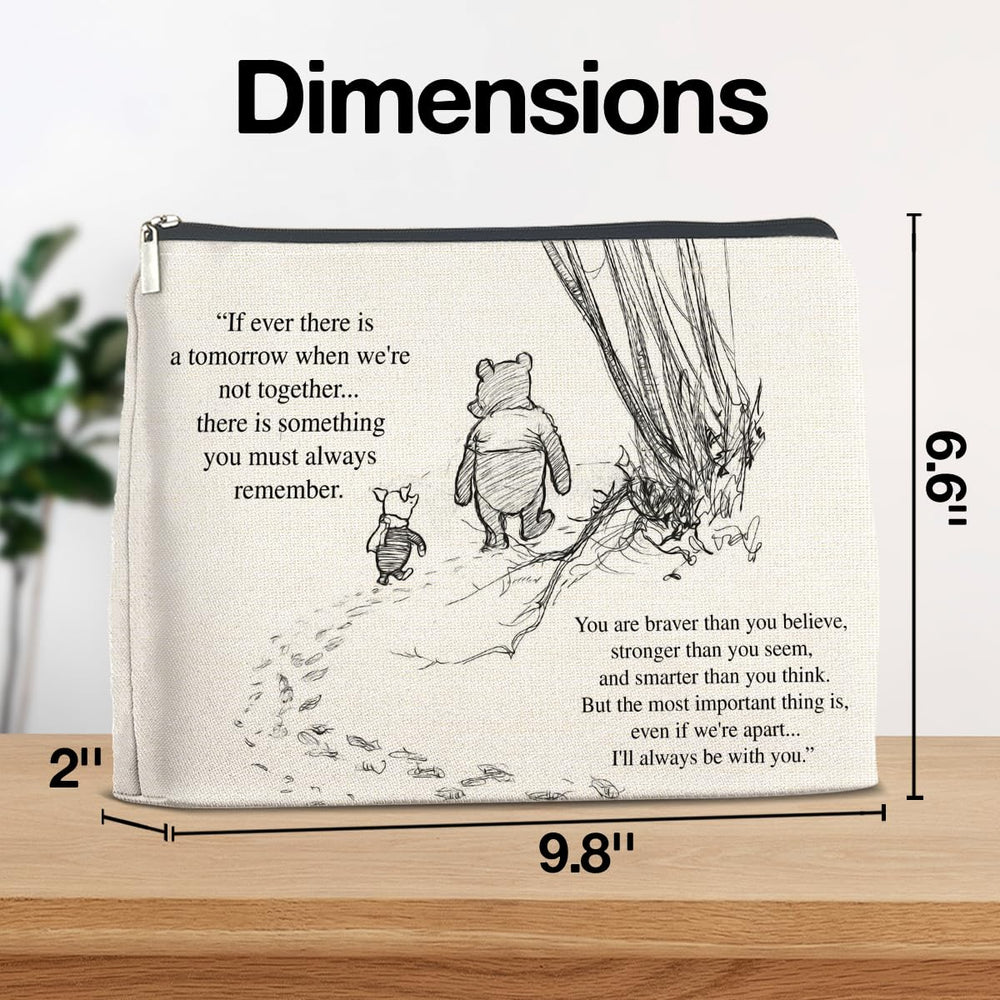 YeleY Pooh Bear cosmetic bag side view showing durable construction